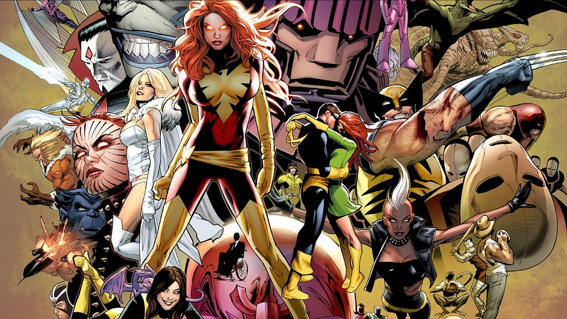 phoenix (marvel comics), comics, x men, beast (marvel comics), cyclops (marvel comics), dark phoenix, emma frost, havok (marvel comics), iceman (marvel comics), jean grey, lockheed (marvel comics), marvel girl, mister sinister, rogue (marvel comics), sabertooth, storm (marvel comics), wolverine