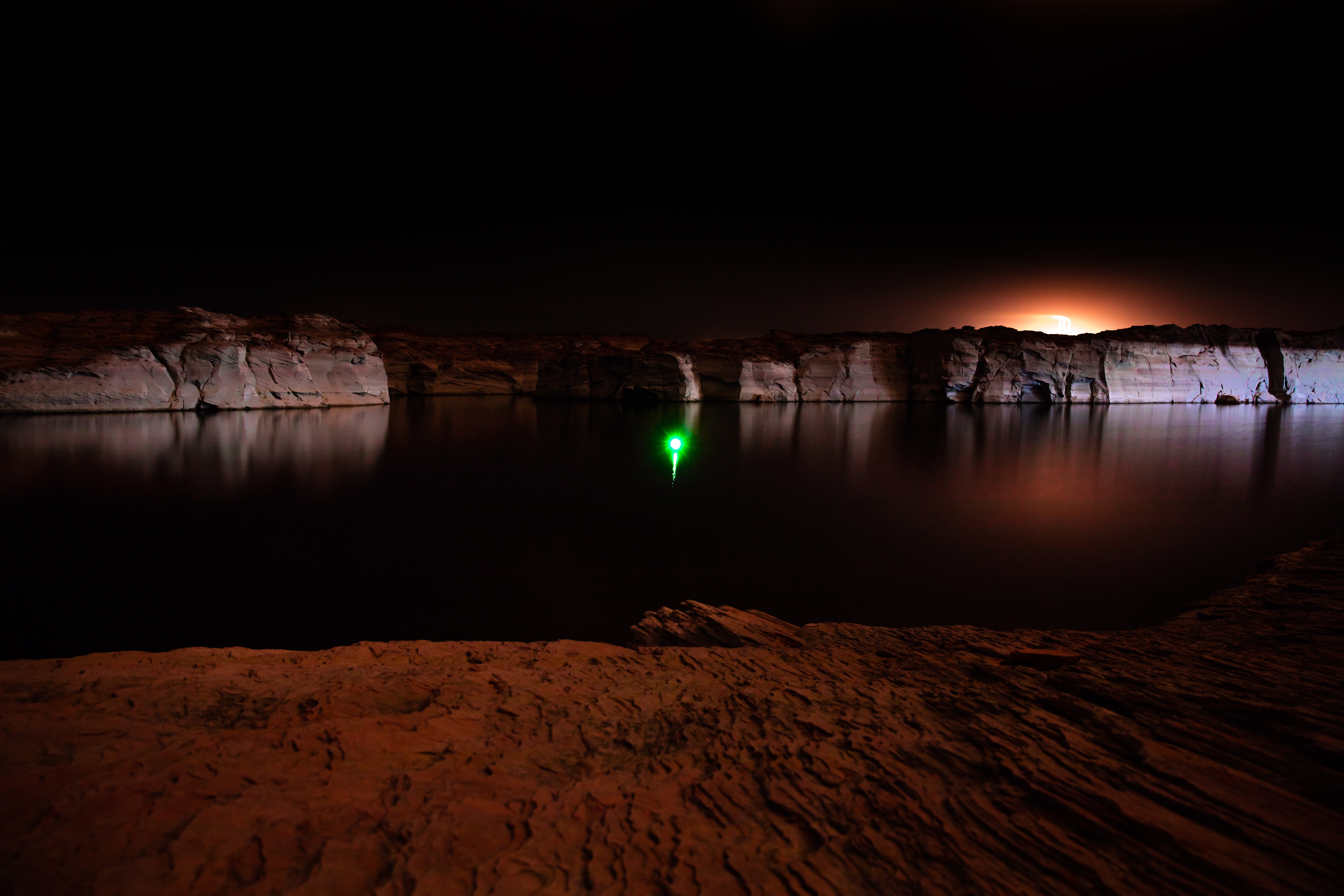 Free download wallpaper Lake, Reflection, Shine, Light, Night, Dark, Canyon on your PC desktop