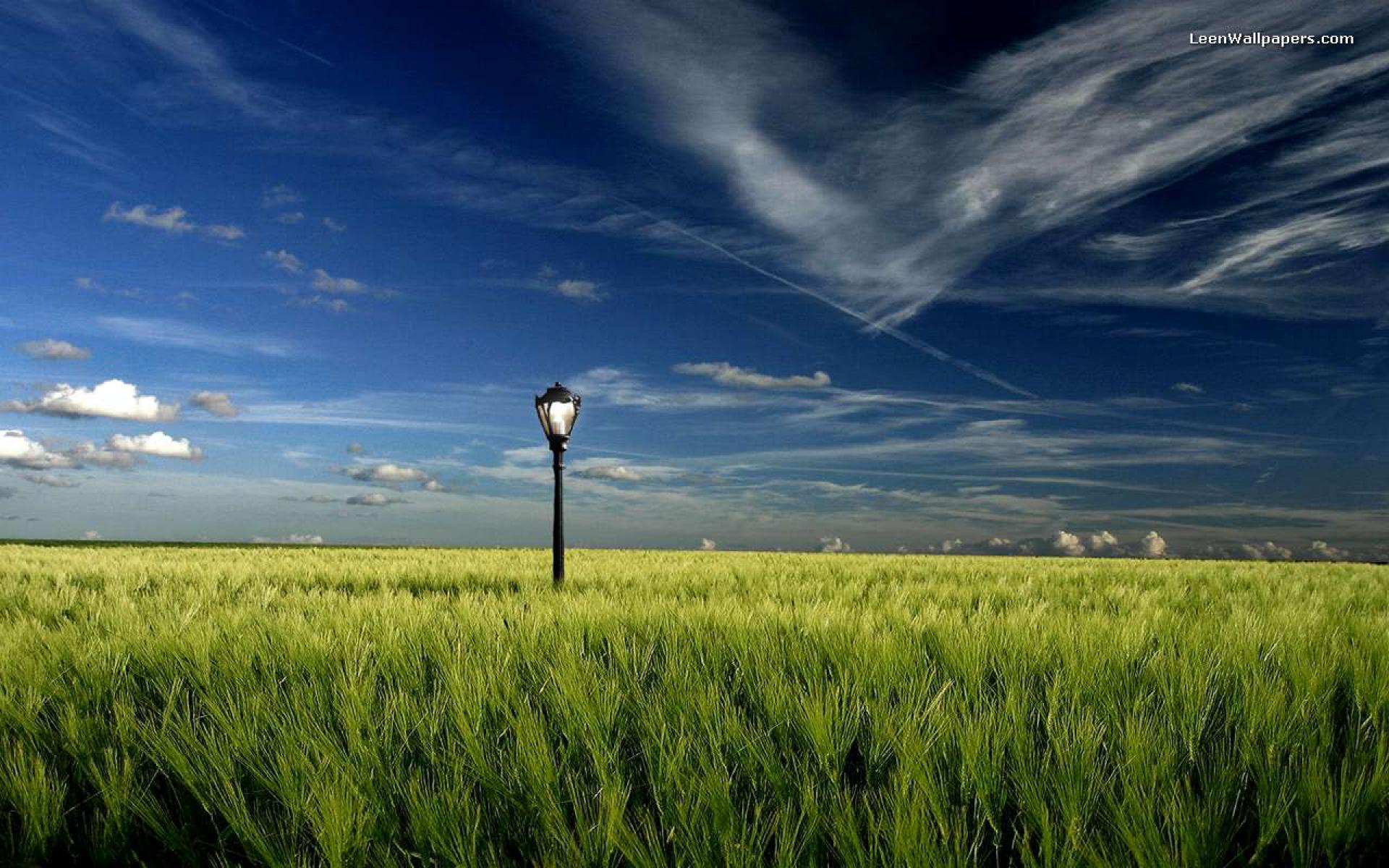 Free download wallpaper Grass, Sky, Light, Cloud, Lamp Post, Man Made on your PC desktop