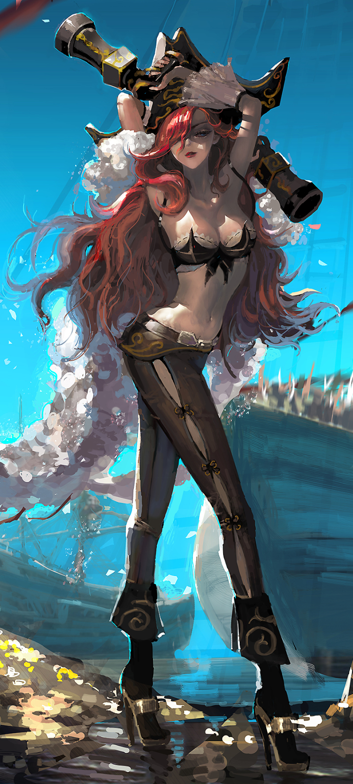 Descarga gratuita de fondo de pantalla para móvil de League Of Legends, Pelo Largo, Pirata, Videojuego, Cabello Rojo, Miss Fortune (Liga De Leyendas).