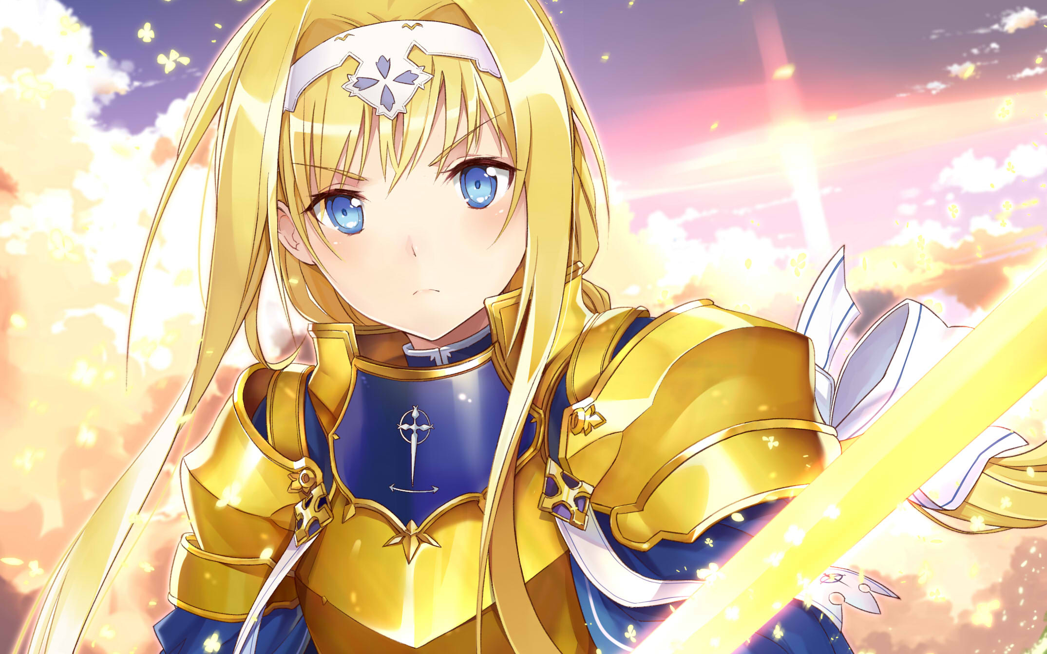 Download mobile wallpaper Anime, Weapon, Sword Art Online, Blonde, Armor, Blue Eyes, Alice Zuberg, Sword Art Online: Alicization for free.