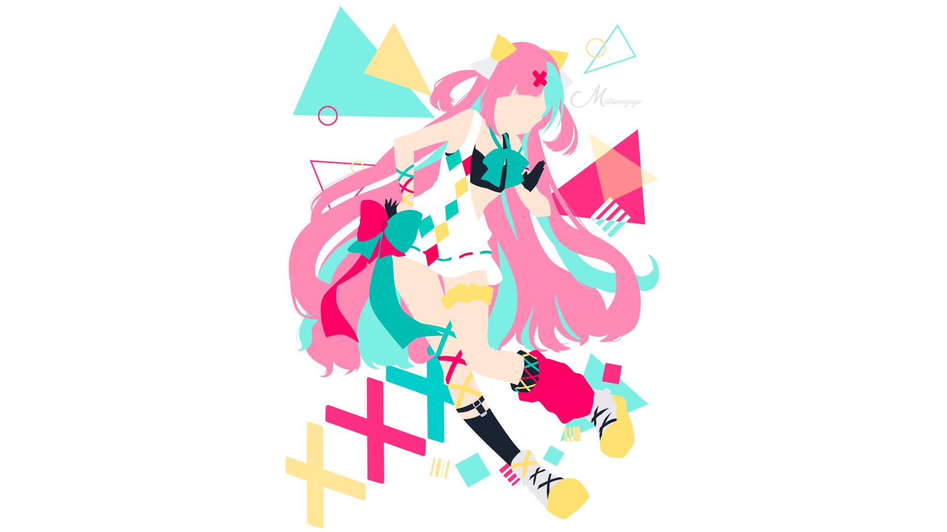 anime, virtual youtuber, minimalist, pinky pop hepburn, vector for android