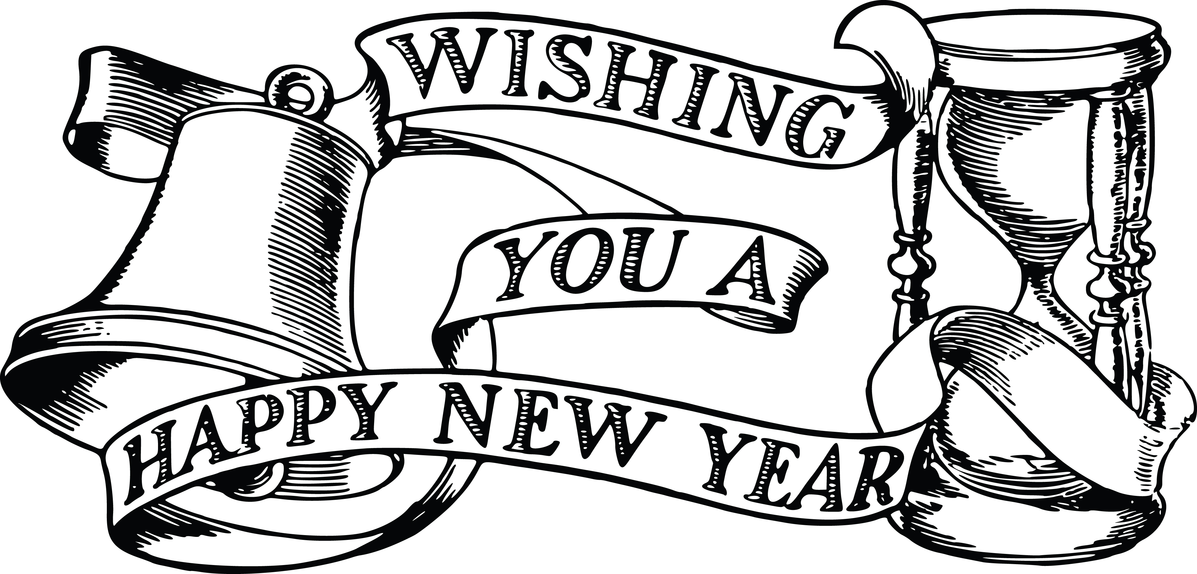 Download mobile wallpaper New Year, Holiday, Bell, Black & White, Happy New Year for free.