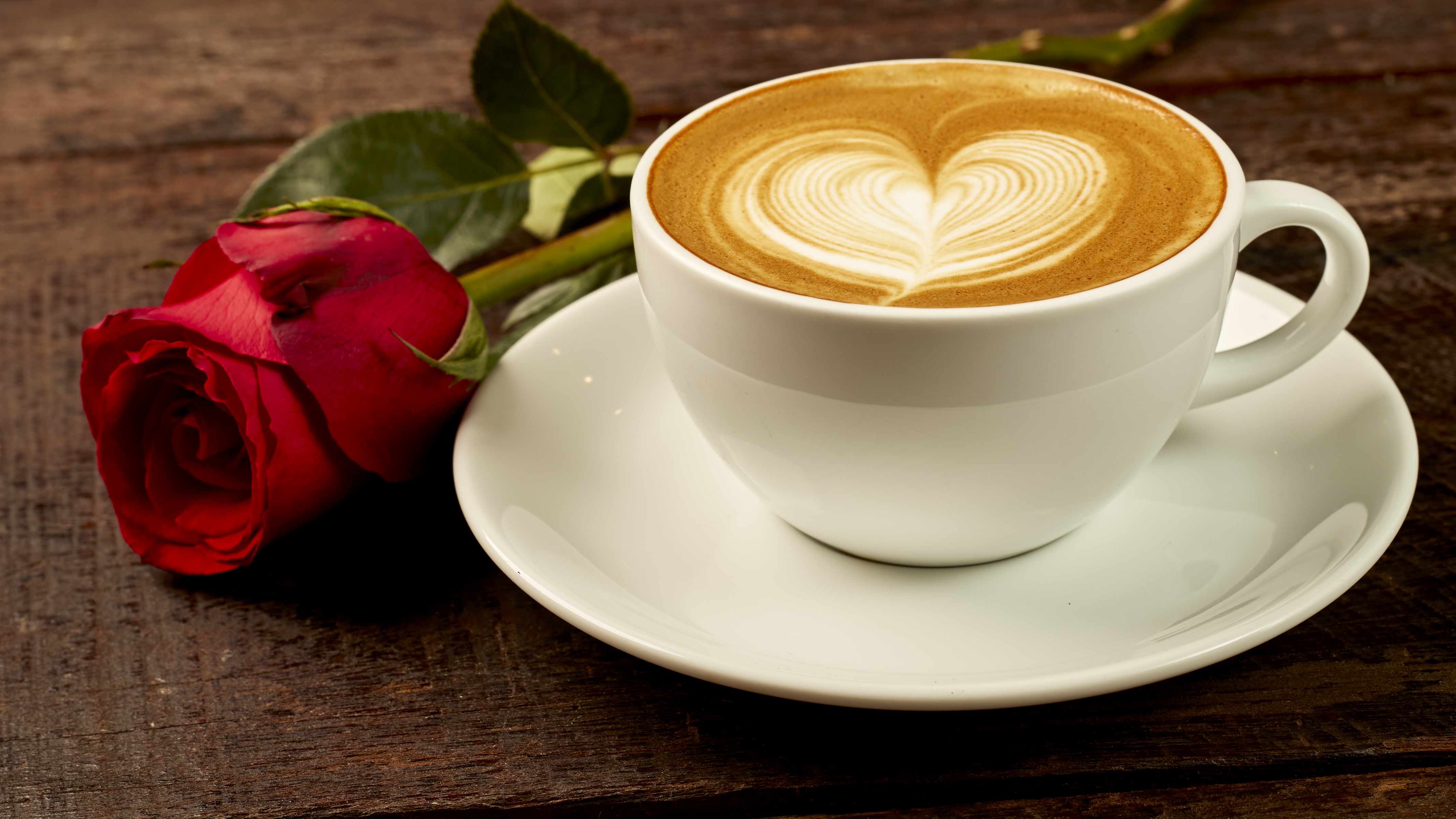 Download mobile wallpaper Food, Coffee, Rose, Cup, Drink, Red Flower, Heart Shaped for free.