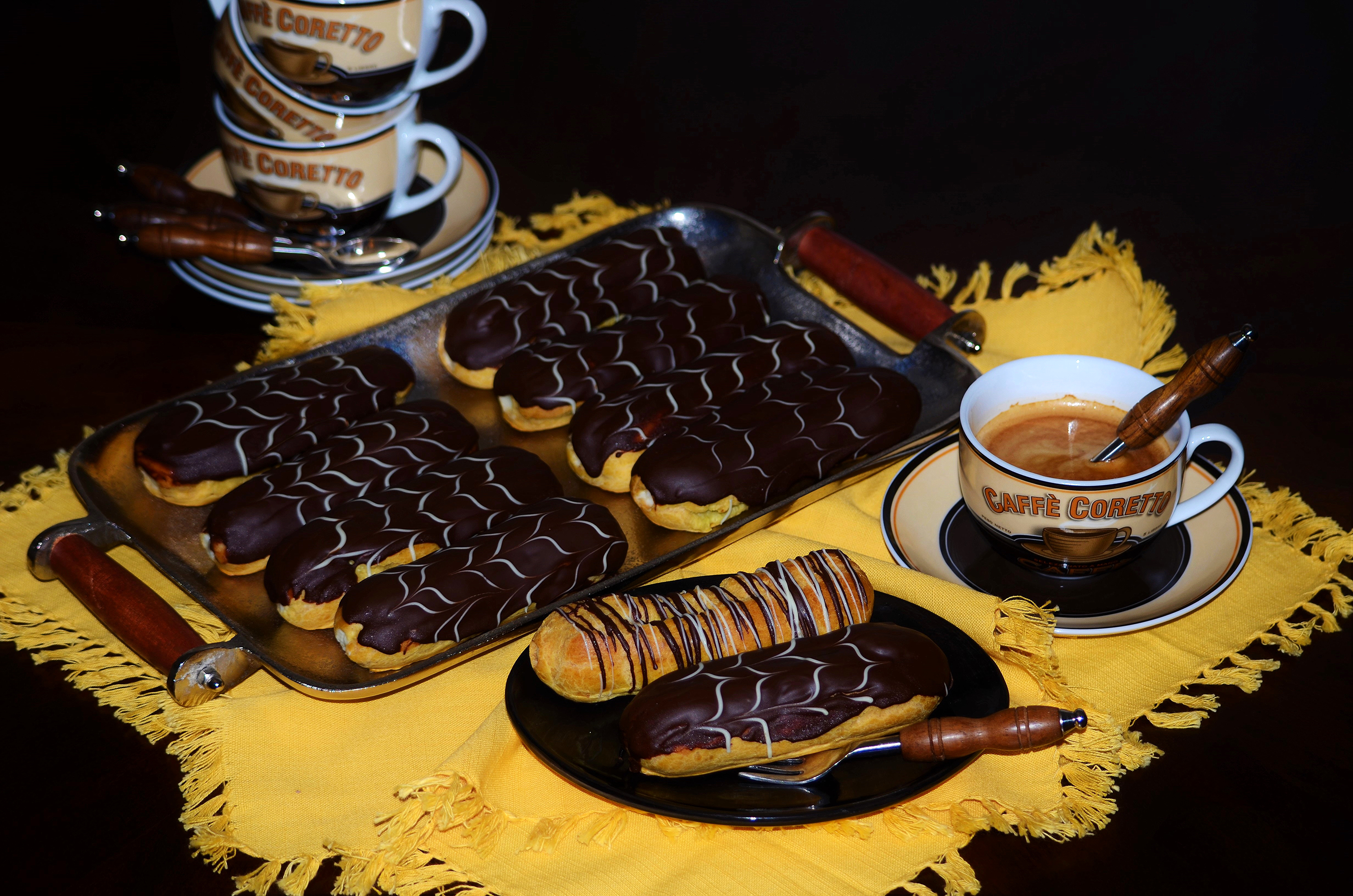 Free download wallpaper Food, Dessert, Coffee, Still Life, Pastry, Éclair on your PC desktop