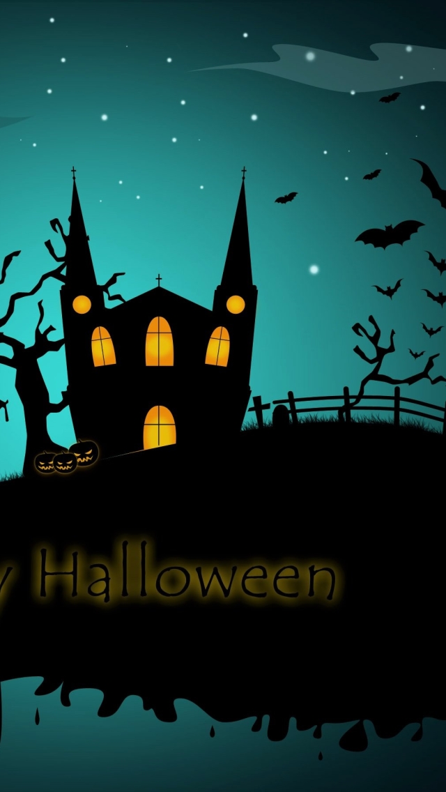 Download mobile wallpaper Halloween, Night, Holiday, House, Bat for free.