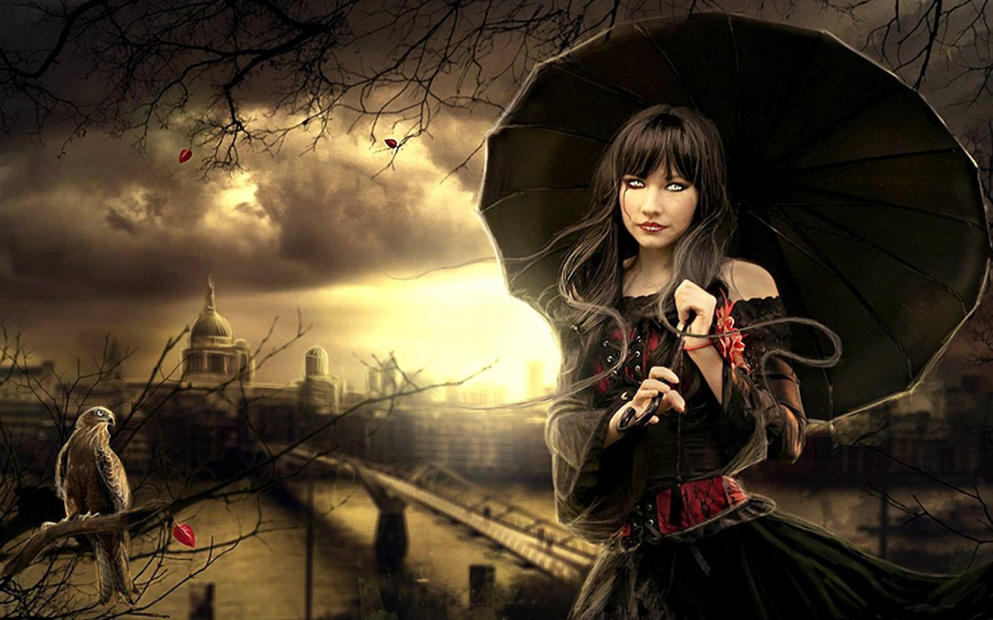 Free download wallpaper Fantasy, Gothic, Dark, Umbrella on your PC desktop
