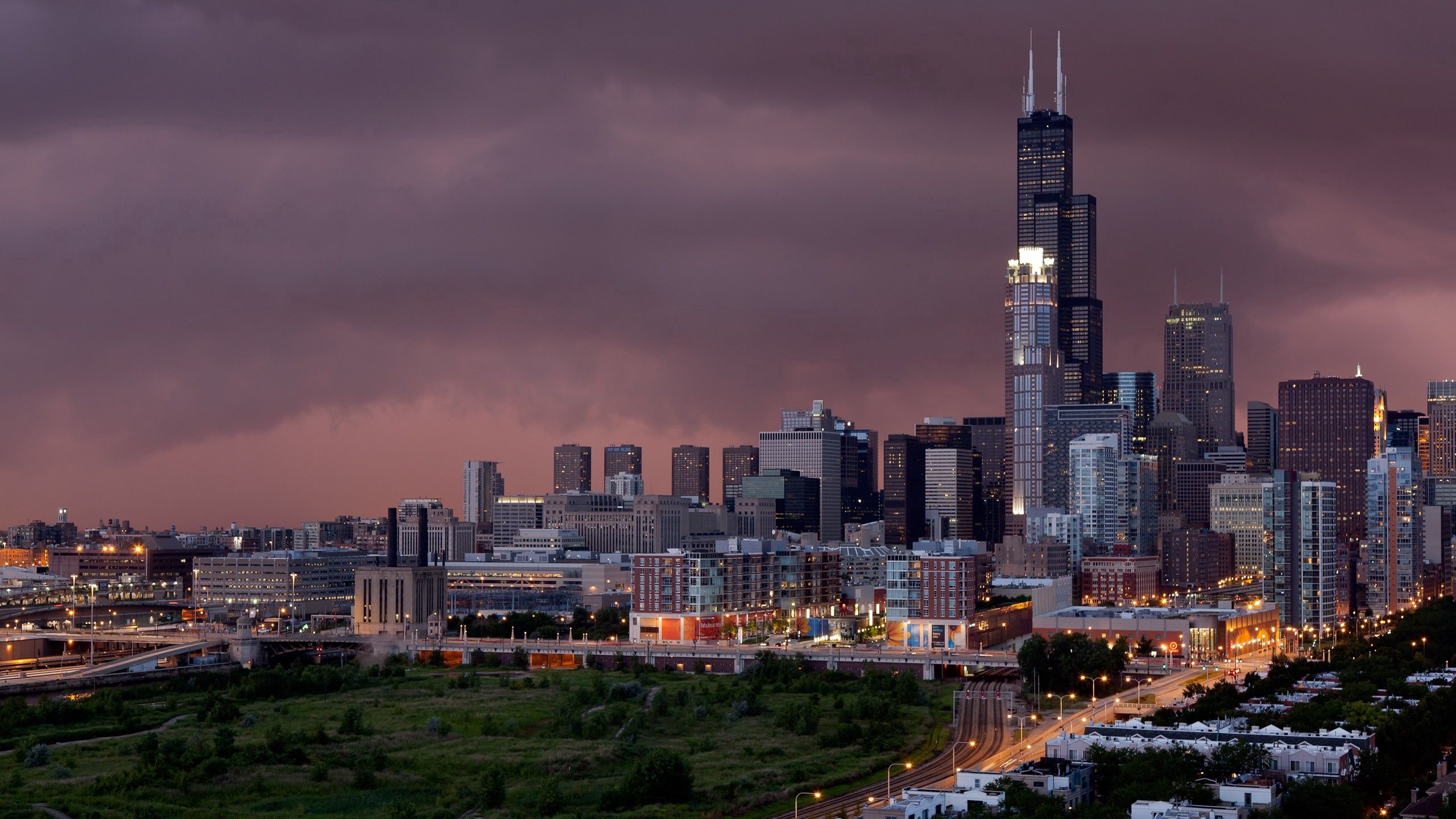 Laden Sie das Städte, Stadt, Wolkenkratzer, Gebäude, Abend, Chicago-Bild kostenlos auf Ihren PC-Desktop herunter