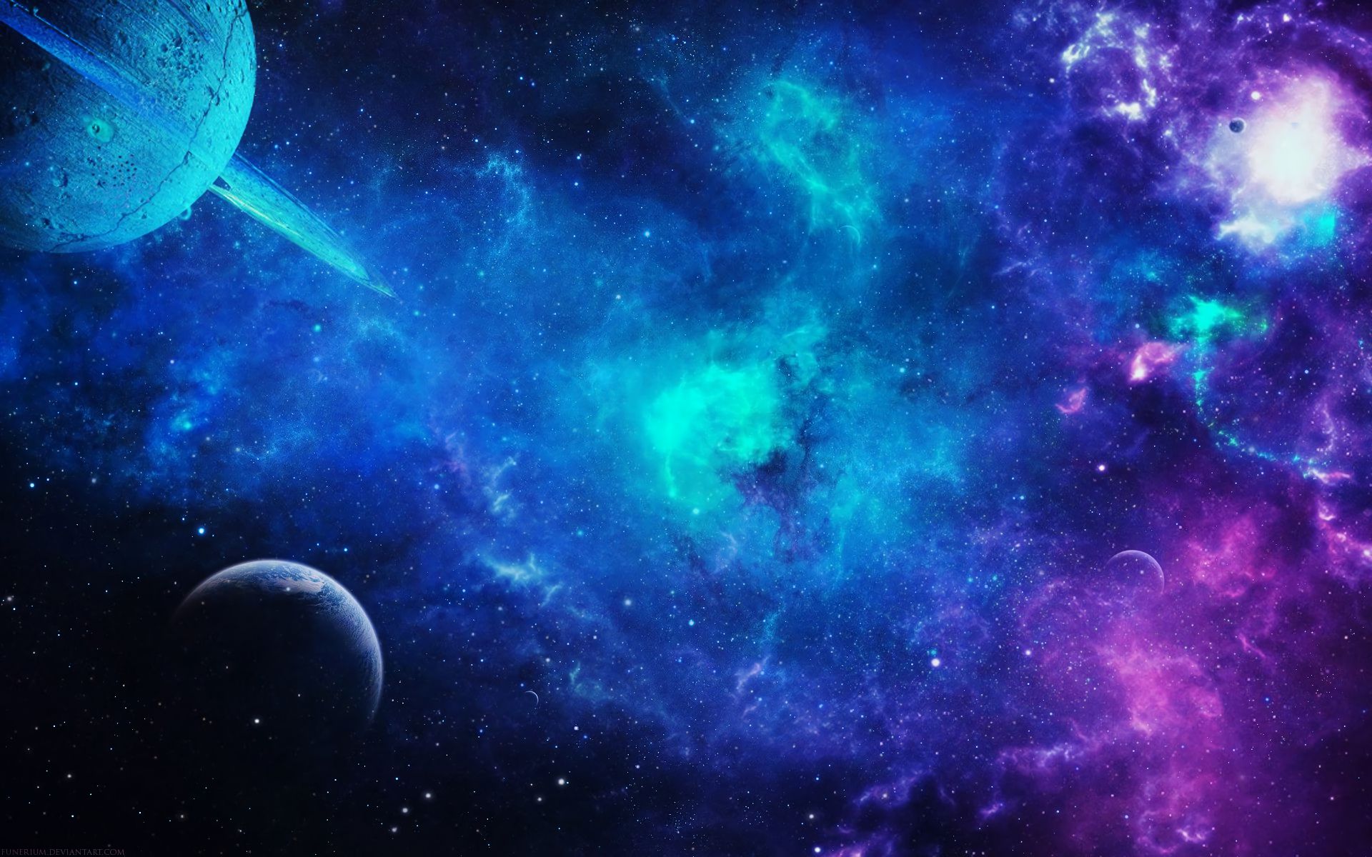 Скачать картинку Планеты, Космос, Синий, Туманность, Планета, Пурпурный, Научная Фантастика в телефон бесплатно.