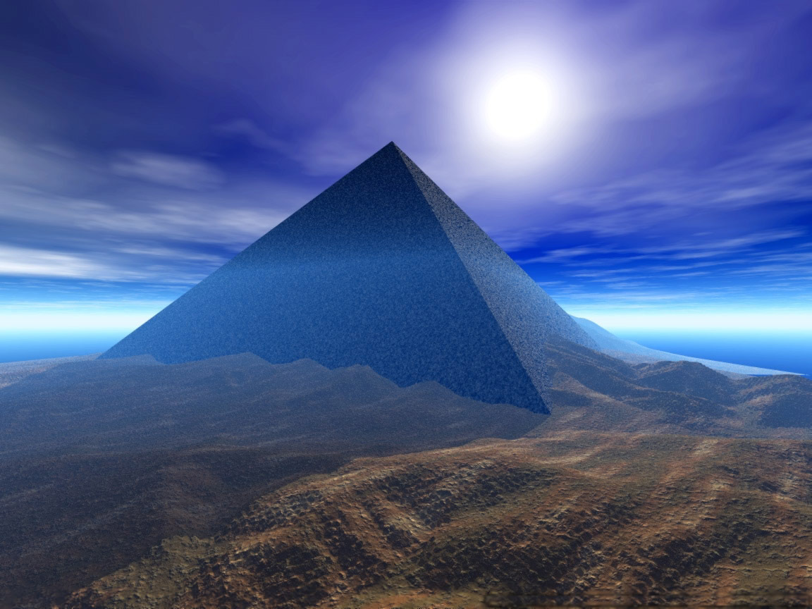 pyramids, landscape, blue