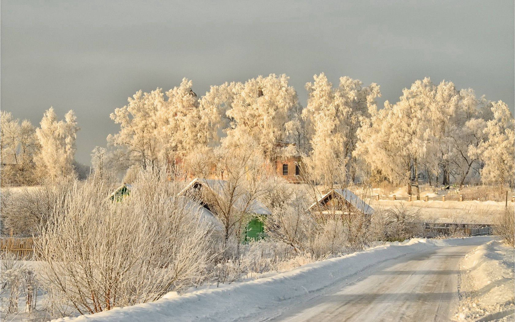 PCデスクトップに冬, 道路, 道, 自然, 木, 雪画像を無料でダウンロード