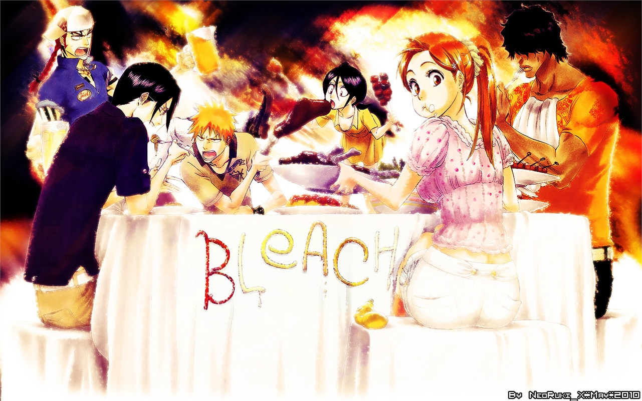 Handy-Wallpaper Bleach, Rukia Kuchiki, Animes, Renji Abarai, Ichigo Kurosaki, Orihime Inoue, Uryu Ishida, Yasutora Sado kostenlos herunterladen.