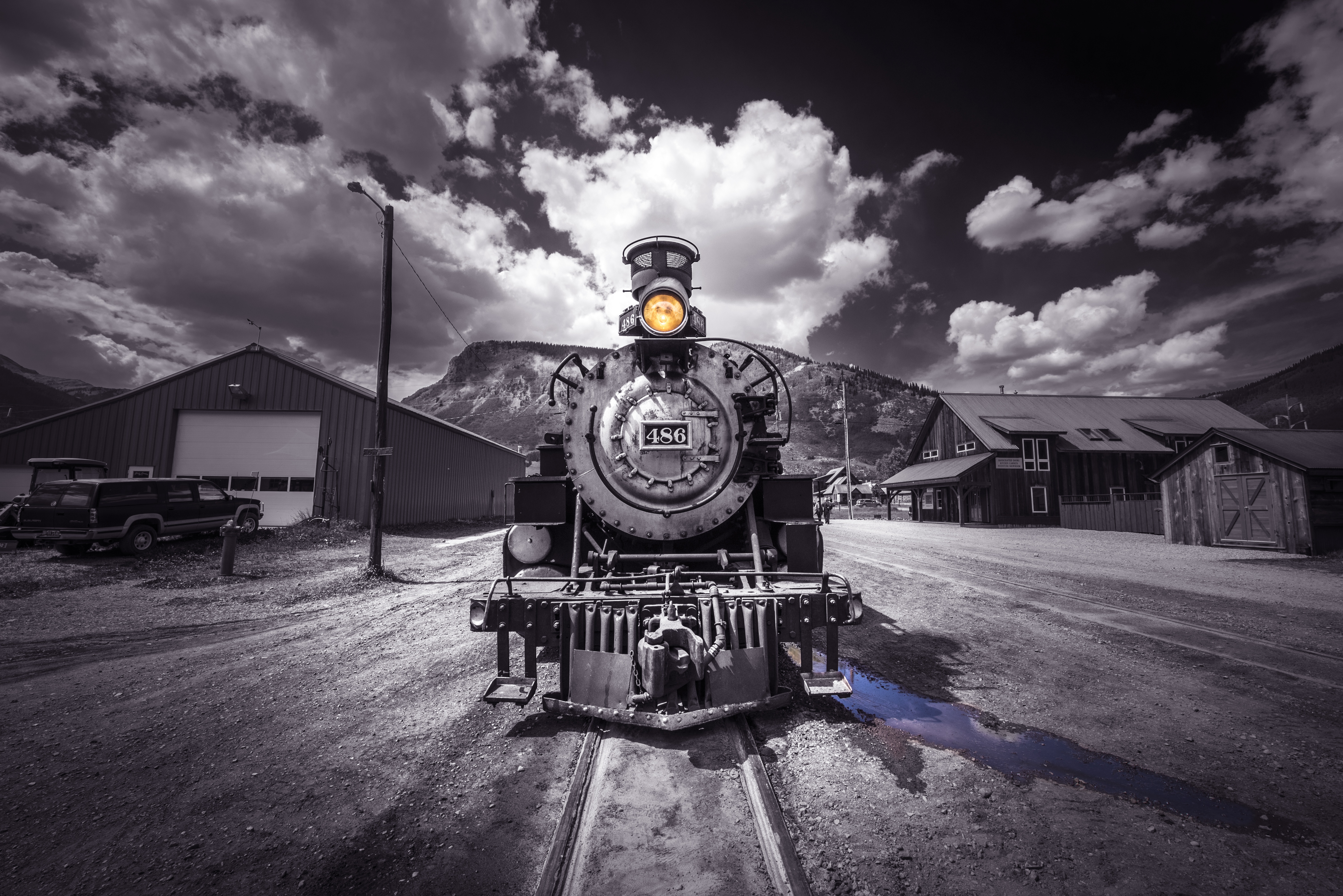 Download mobile wallpaper Locomotive, Vehicles, Selective Color for free.