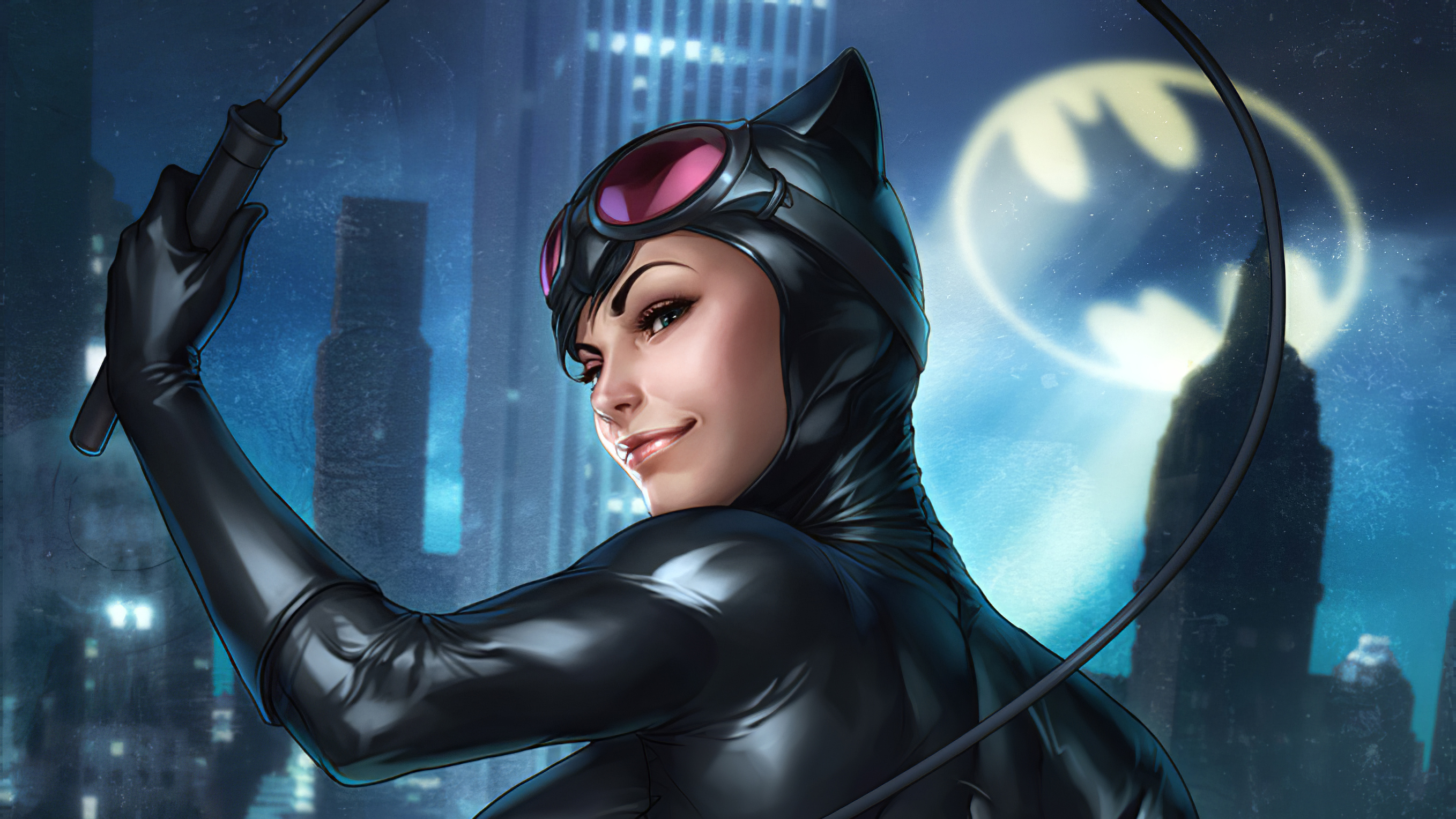 Laden Sie das Catwoman, Comics, Dc Comics, Fledermaus Signal-Bild kostenlos auf Ihren PC-Desktop herunter