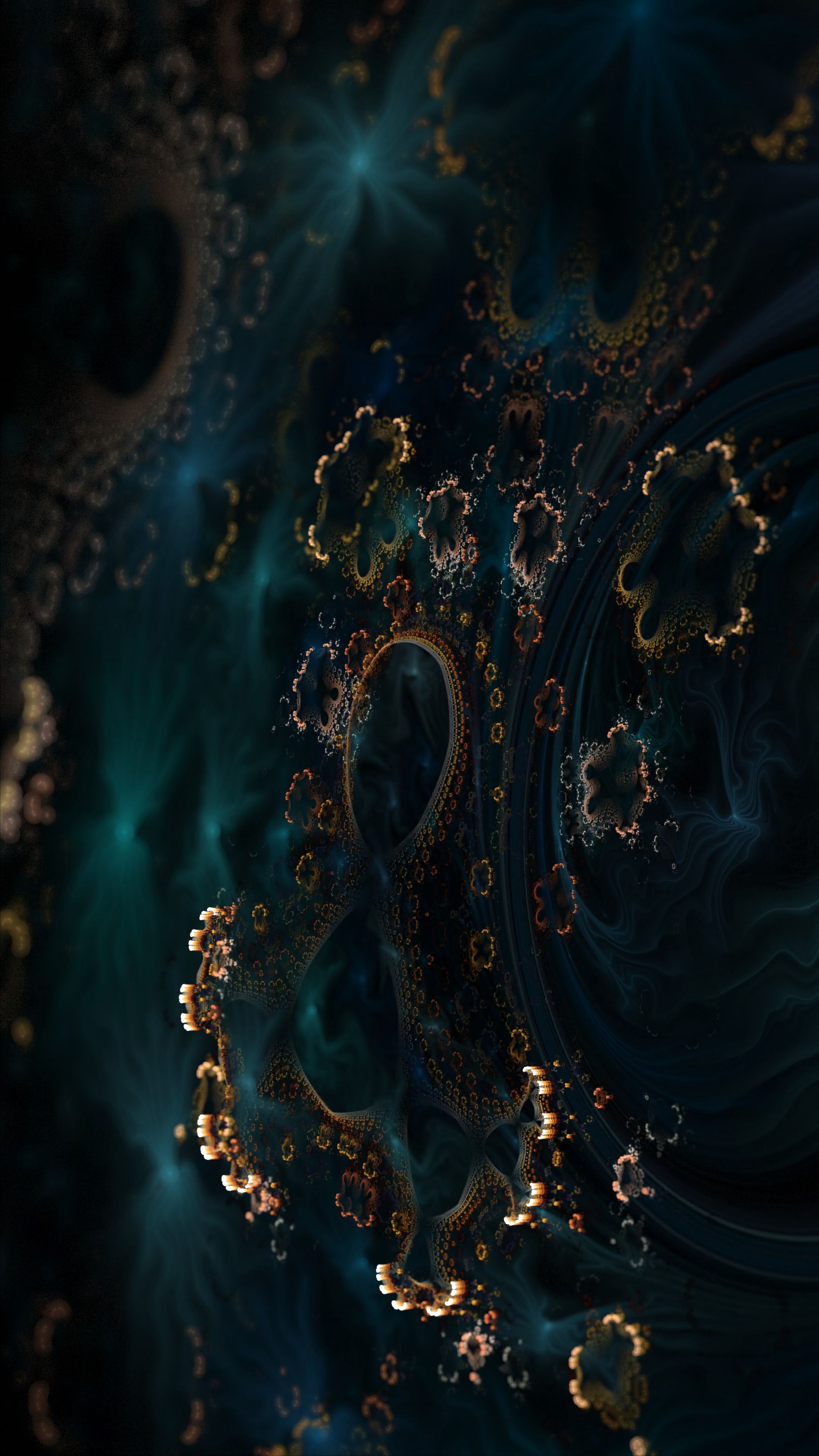 Horizontal Wallpaper dark, patterns, abstract, coral, fractal