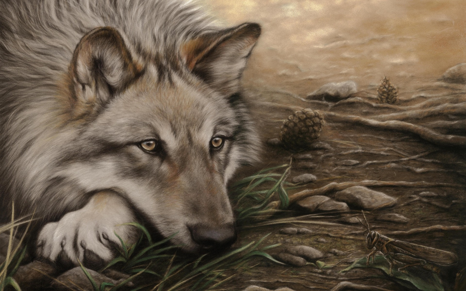 animal, wolf, wolves Panoramic Wallpaper