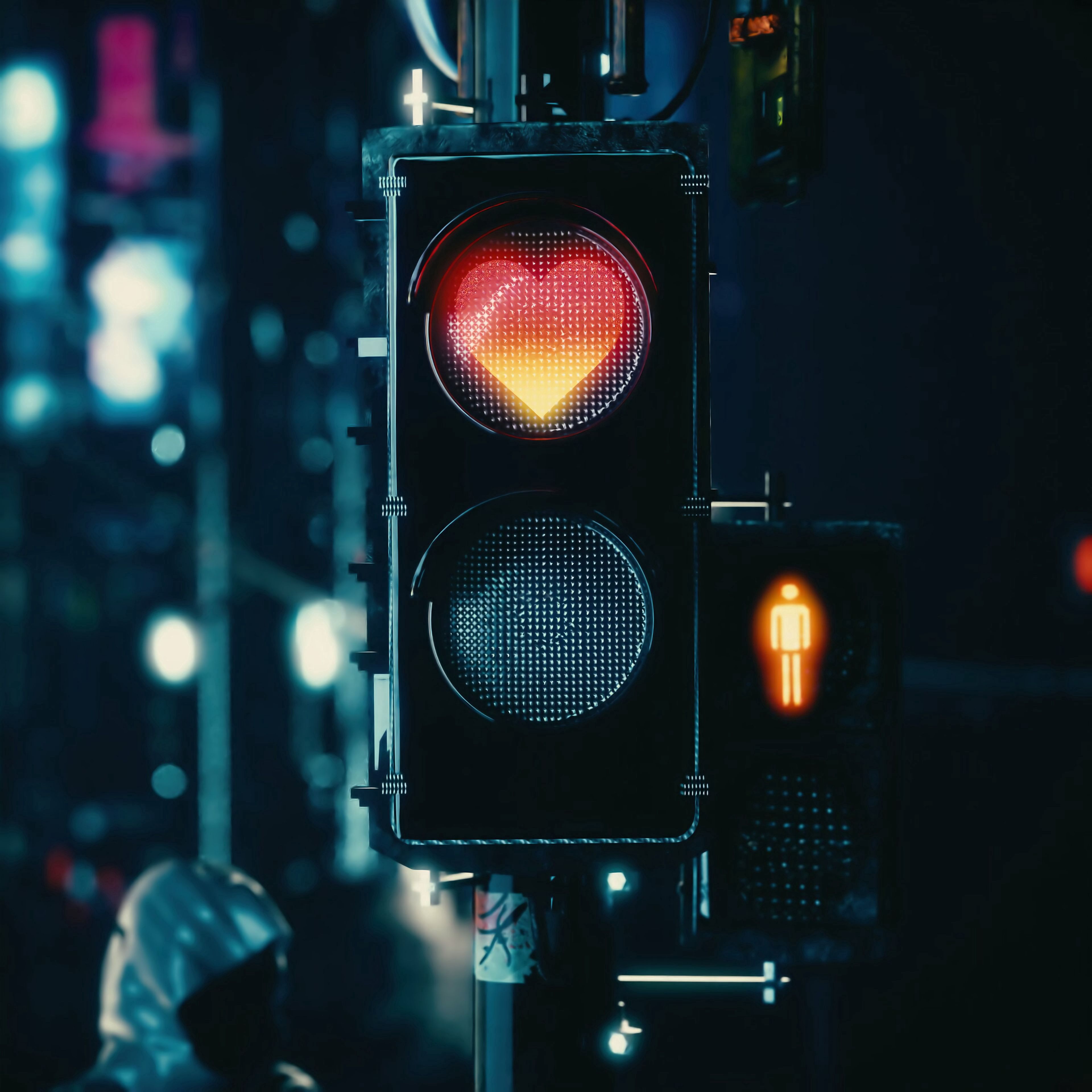 traffic light, red, love, heart, signal