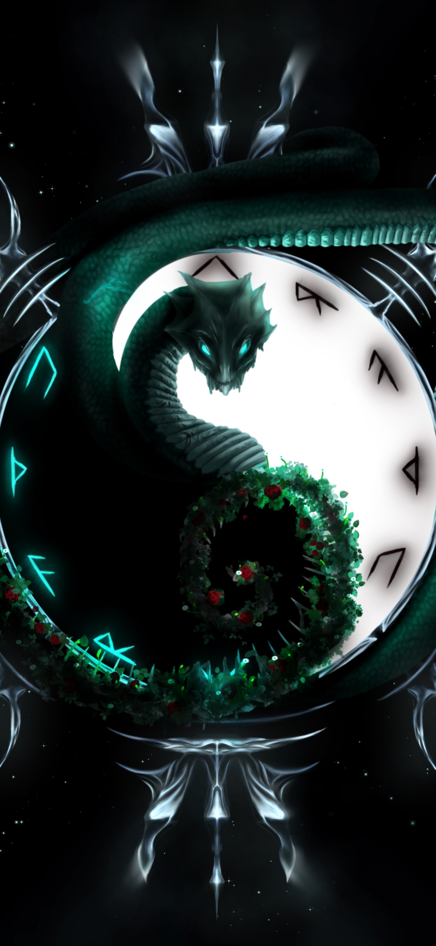 Download mobile wallpaper Dark, Creature, Yin & Yang, Jormungandr for free.