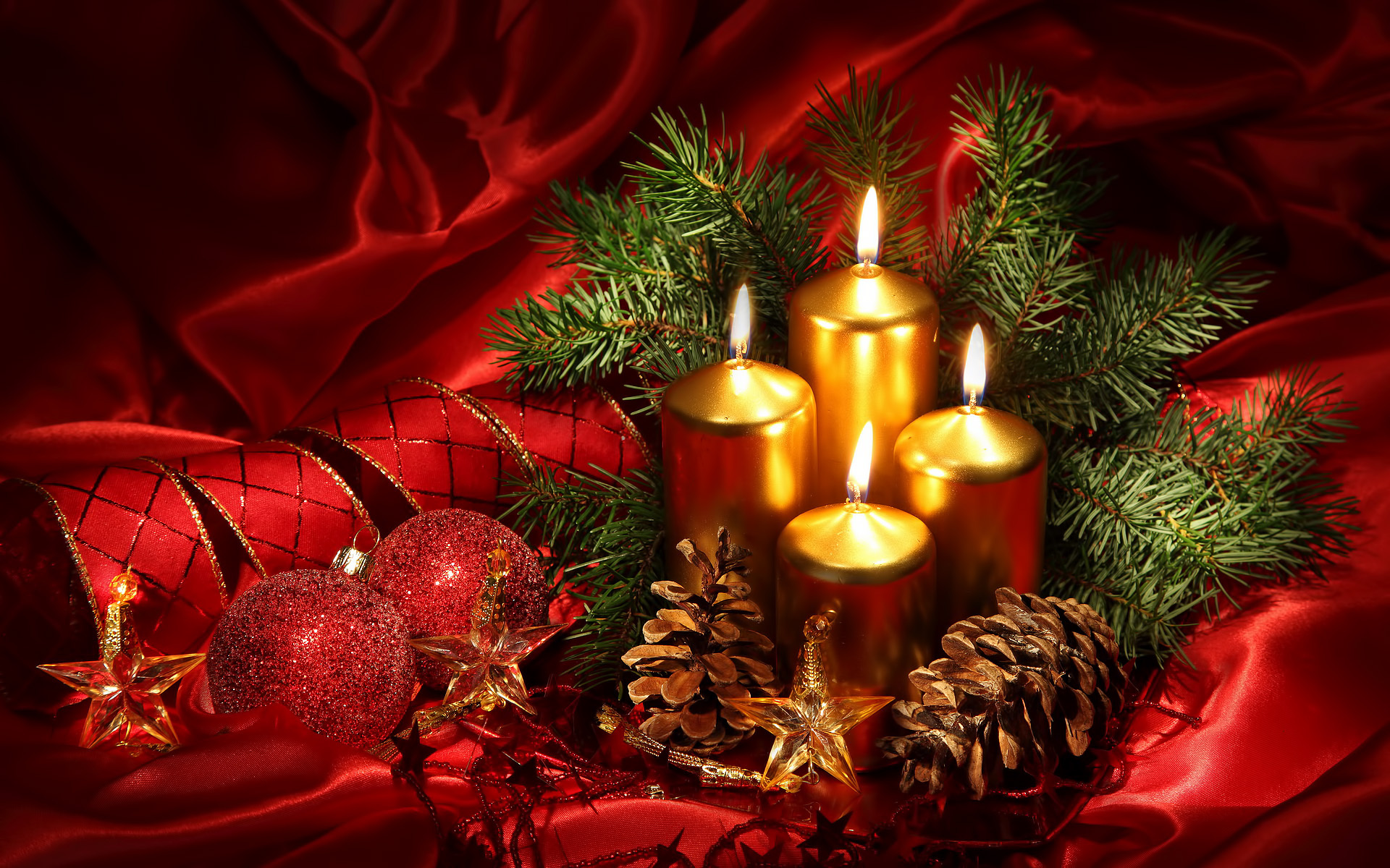778221 завантажити шпалери свято, різдво, свічка, різдвяні прикраси, соснова шишка, червоний, стрічка - заставки і картинки безкоштовно