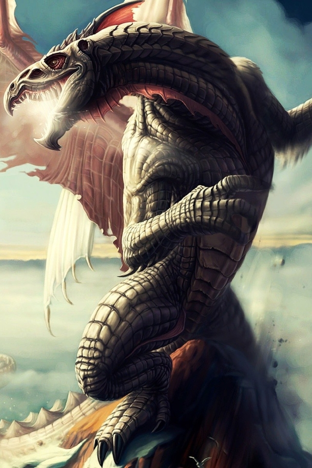Download mobile wallpaper Fantasy, Sky, Mountain, Dragon, Neverwinter Nights for free.