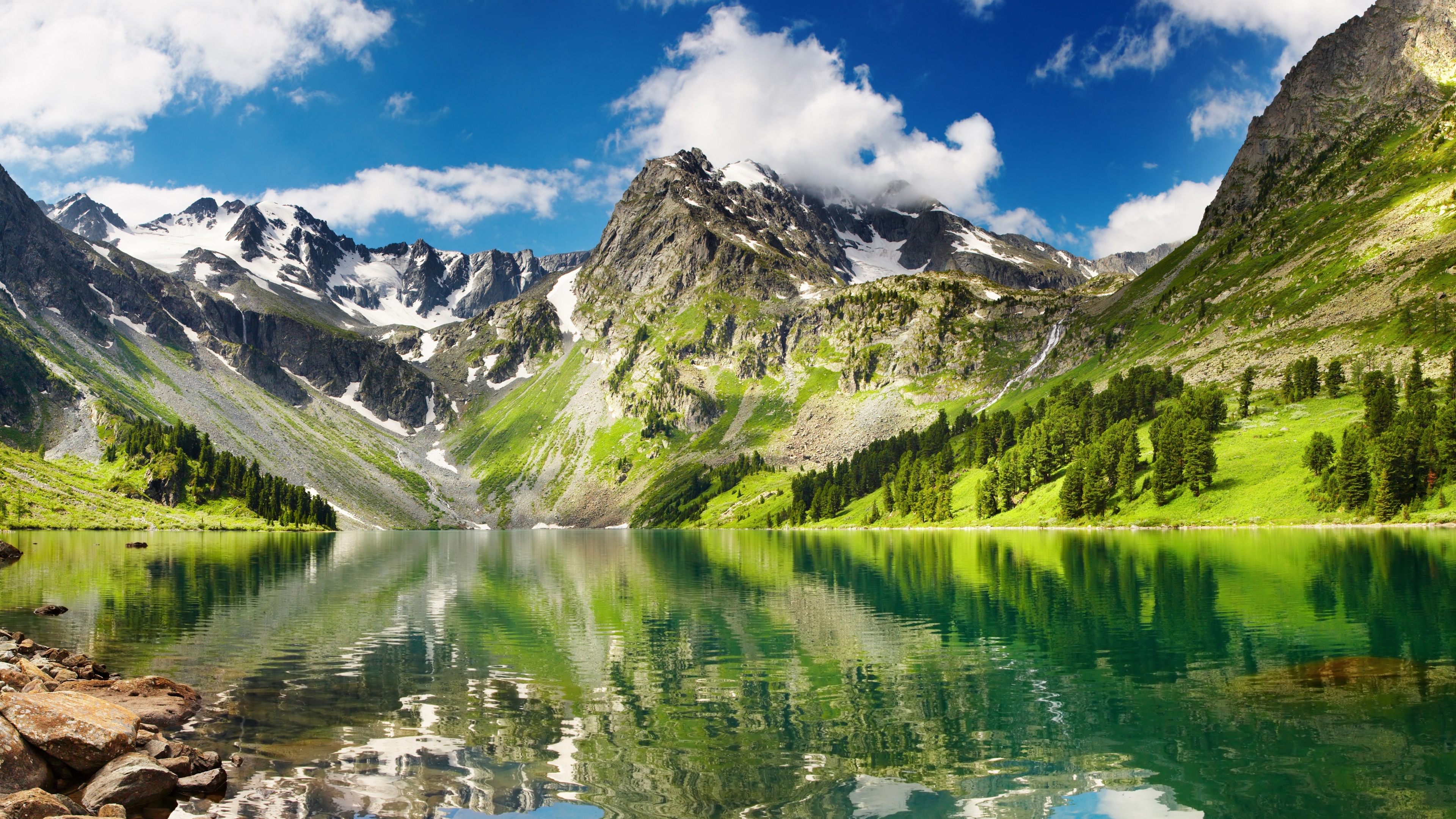 PCデスクトップに自然, 湖, 山, 反射, 地球, ロシア, 山岳画像を無料でダウンロード