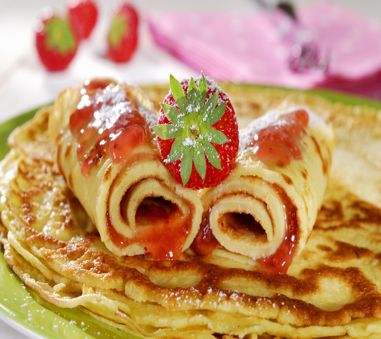 Download mobile wallpaper Food, Strawberry, Jam, Breakfast, Pancake for free.