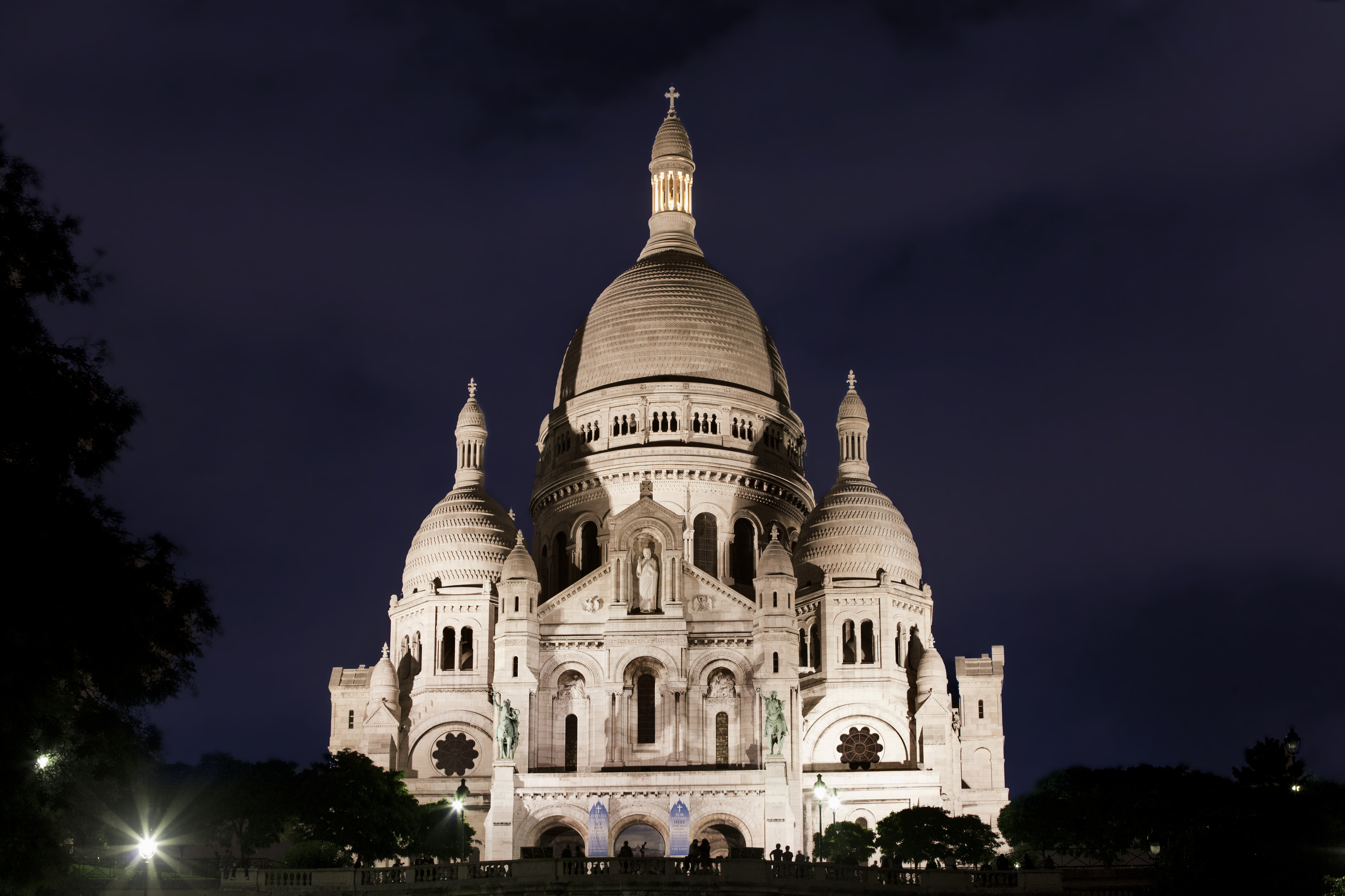 religious, sacré cœur, basilica, france, monument, night, paris, basilicas