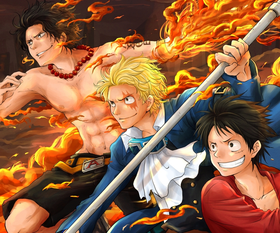 Handy-Wallpaper Animes, Portgas D Ace, One Piece, Affe D Luffy, Sabo (Einteiler) kostenlos herunterladen.