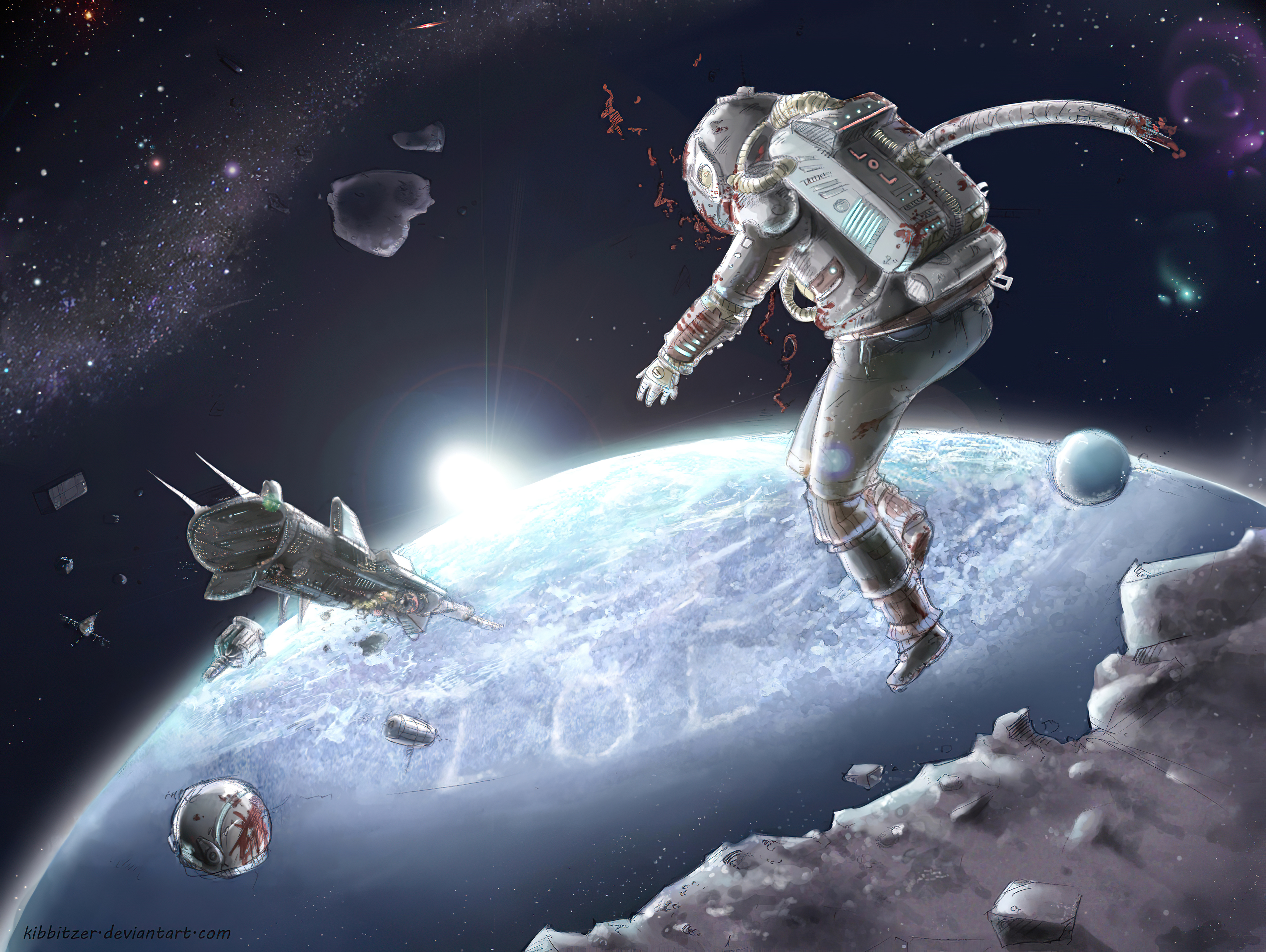 Free download wallpaper Blood, Space, Sci Fi, Spaceship, Astronaut on your PC desktop