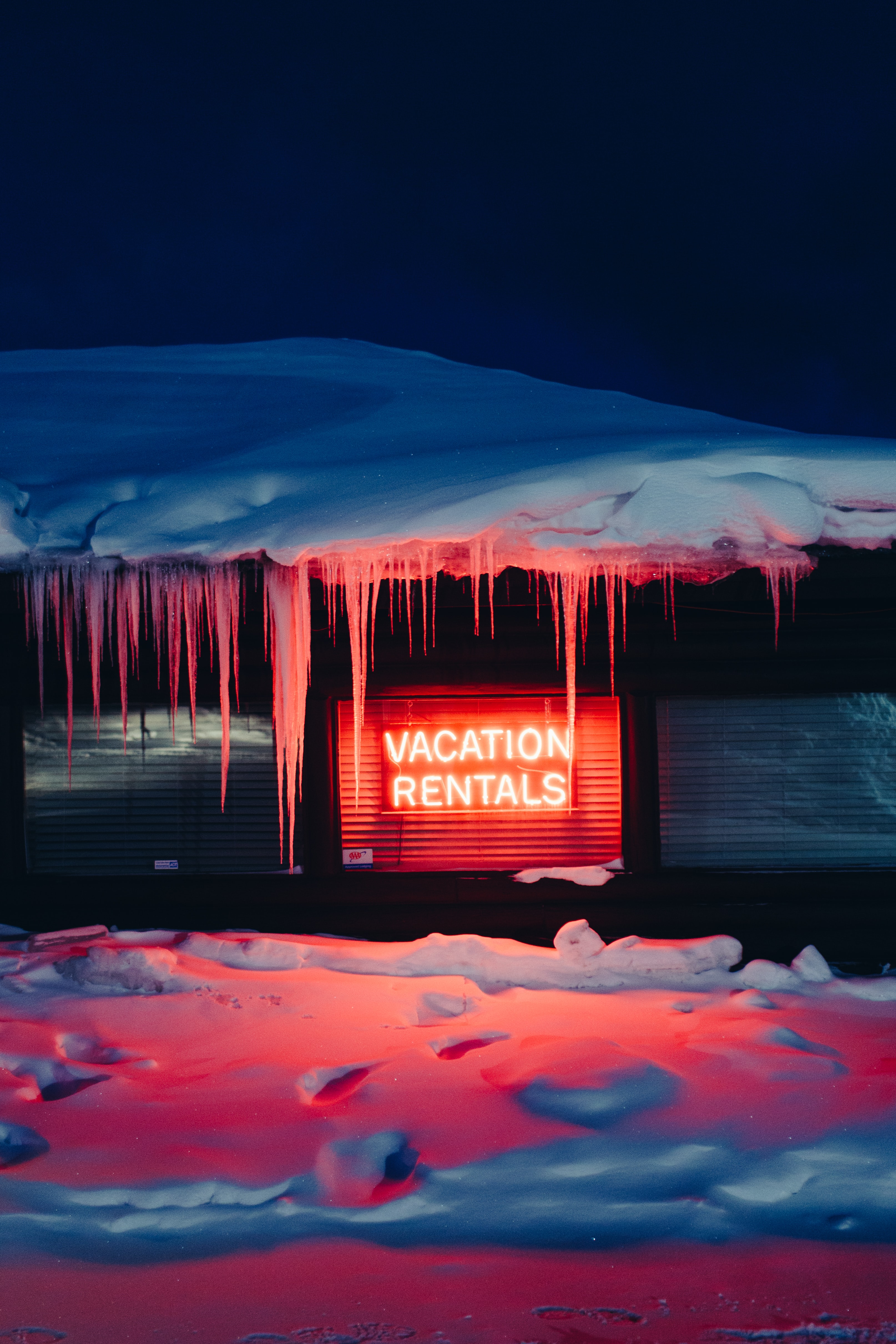 snow, words, inscription, icicles, vacation, rent, lease
