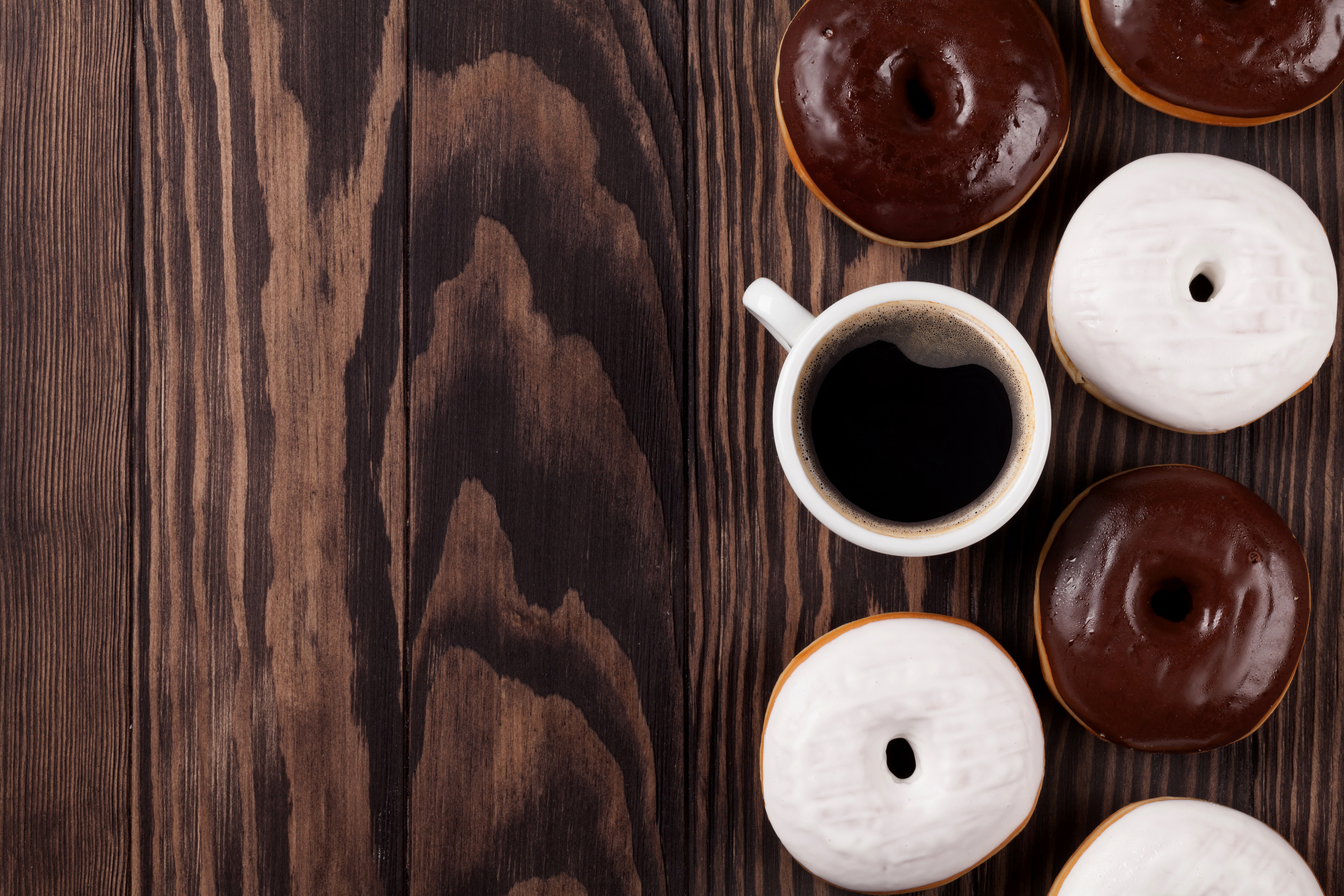 Download mobile wallpaper Food, Coffee, Cup, Sweets, Doughnut for free.