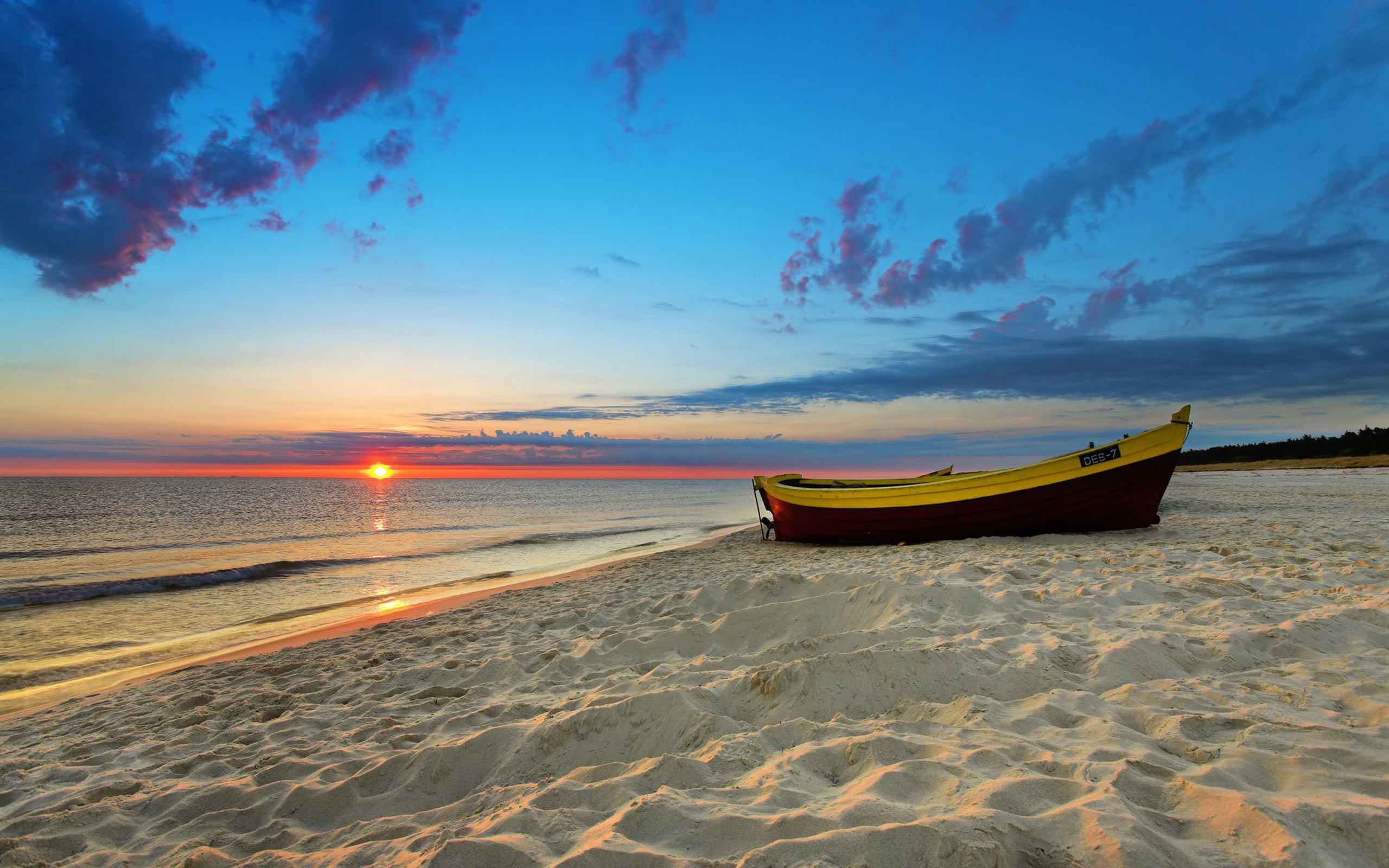 Free download wallpaper Sunset, Ocean, Boat, Vehicles on your PC desktop