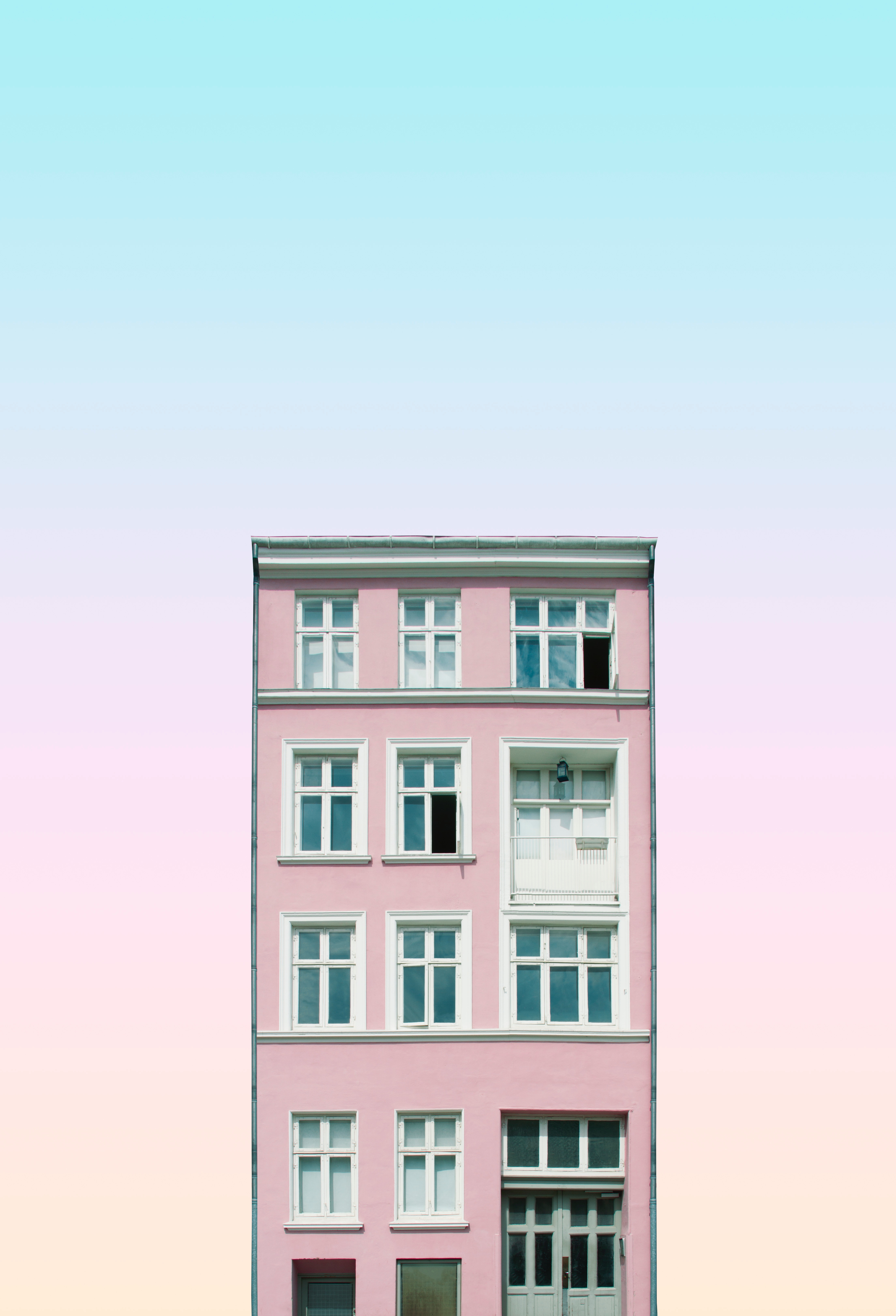 Free download wallpaper Pink, Building, Facade, Architecture, Minimalism on your PC desktop