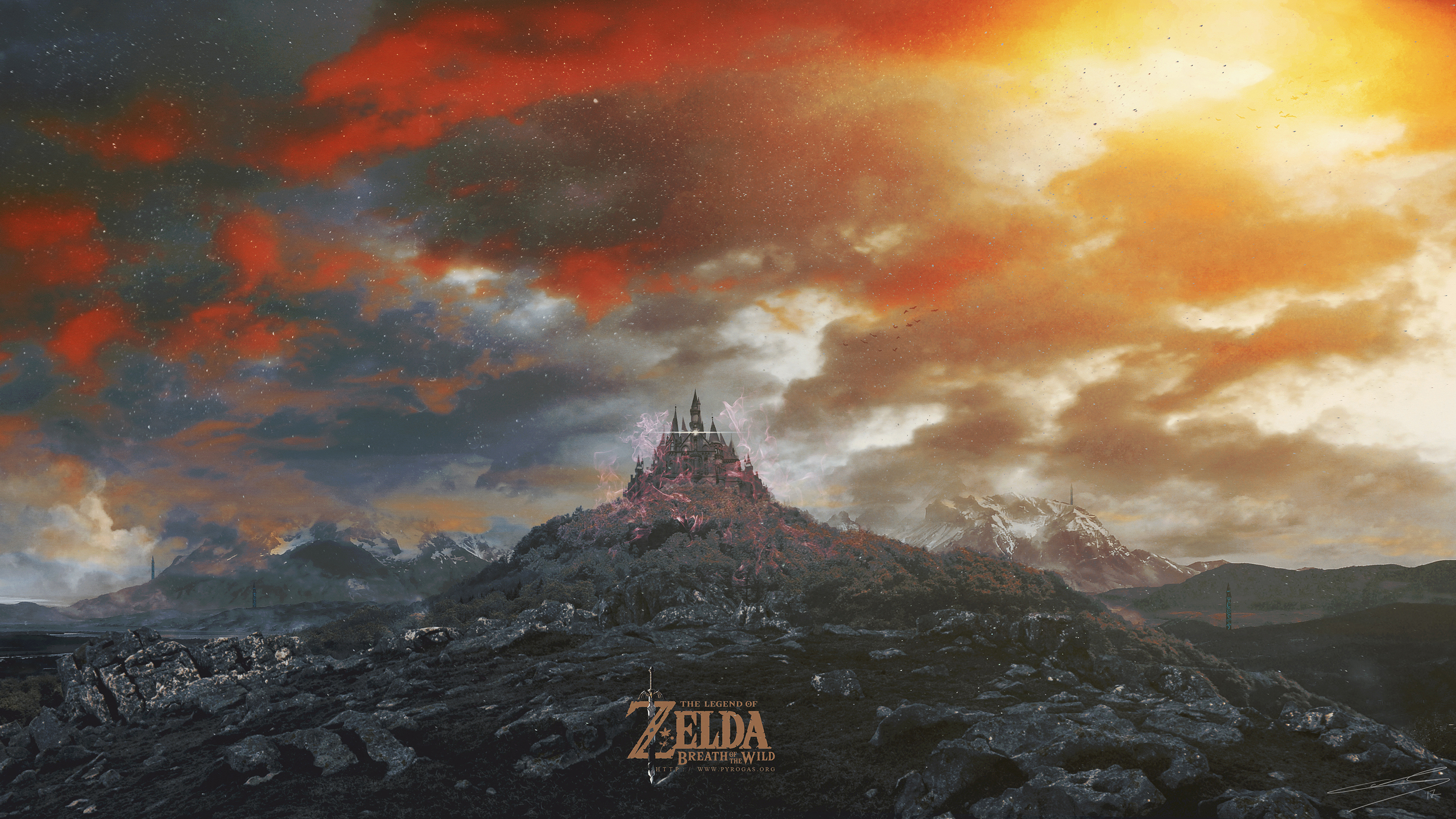 zelda, the legend of zelda: breath of the wild, video game, castle, landscape