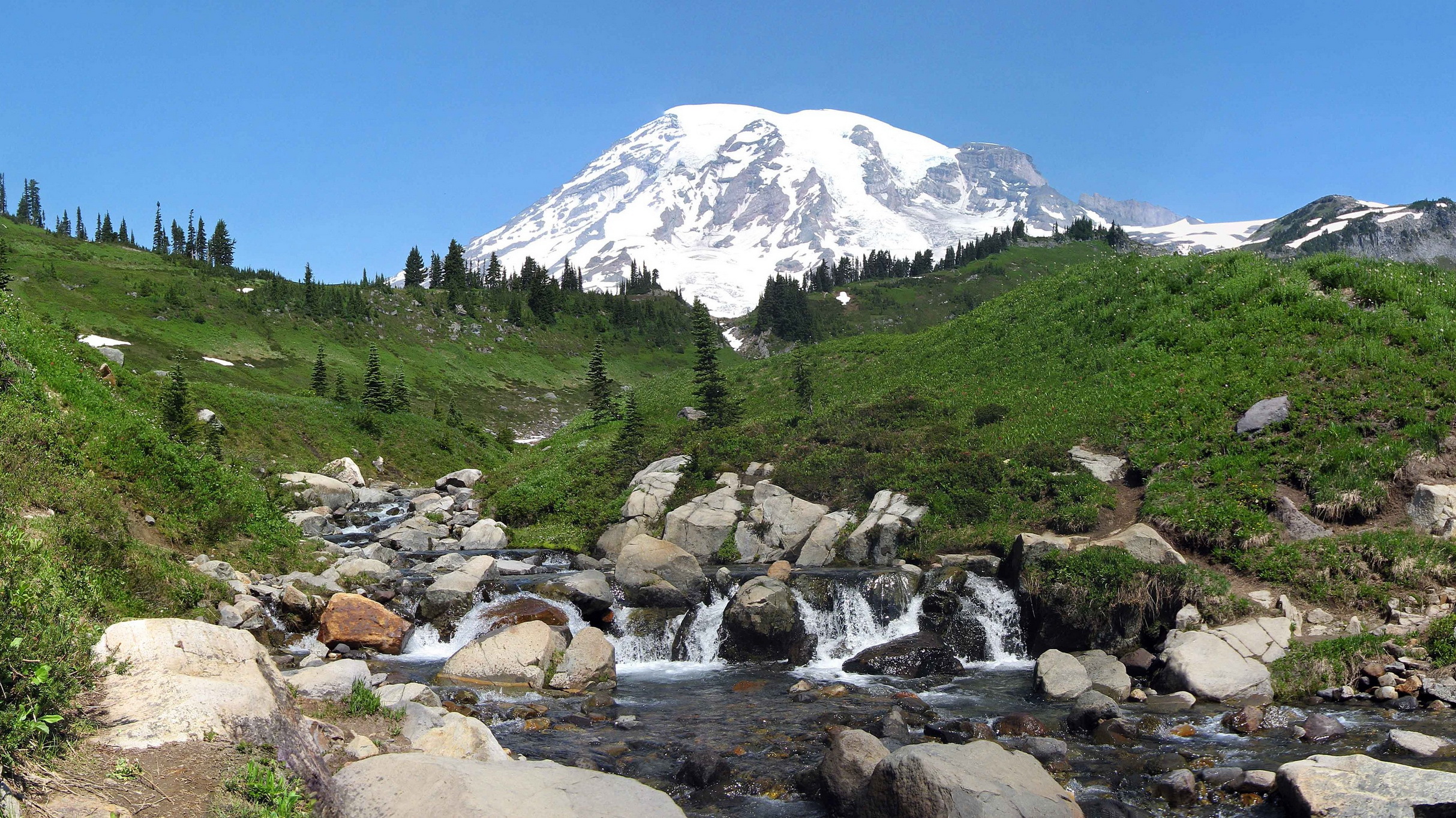 Téléchargez gratuitement l'image Rainier, Washington, Nature, Etats Unis, États Unis, Montagnes, Rivières sur le bureau de votre PC
