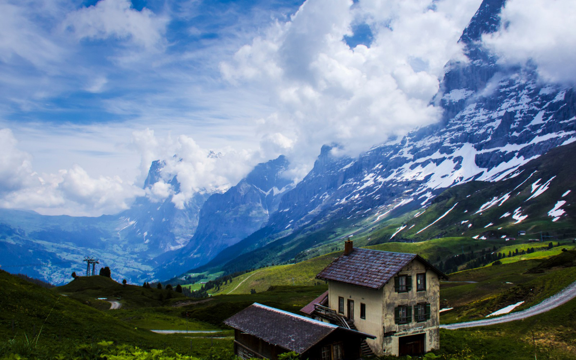 Laden Sie das Landschaft, Nebel, Haus, Gebirge, Wolke, Fotografie-Bild kostenlos auf Ihren PC-Desktop herunter