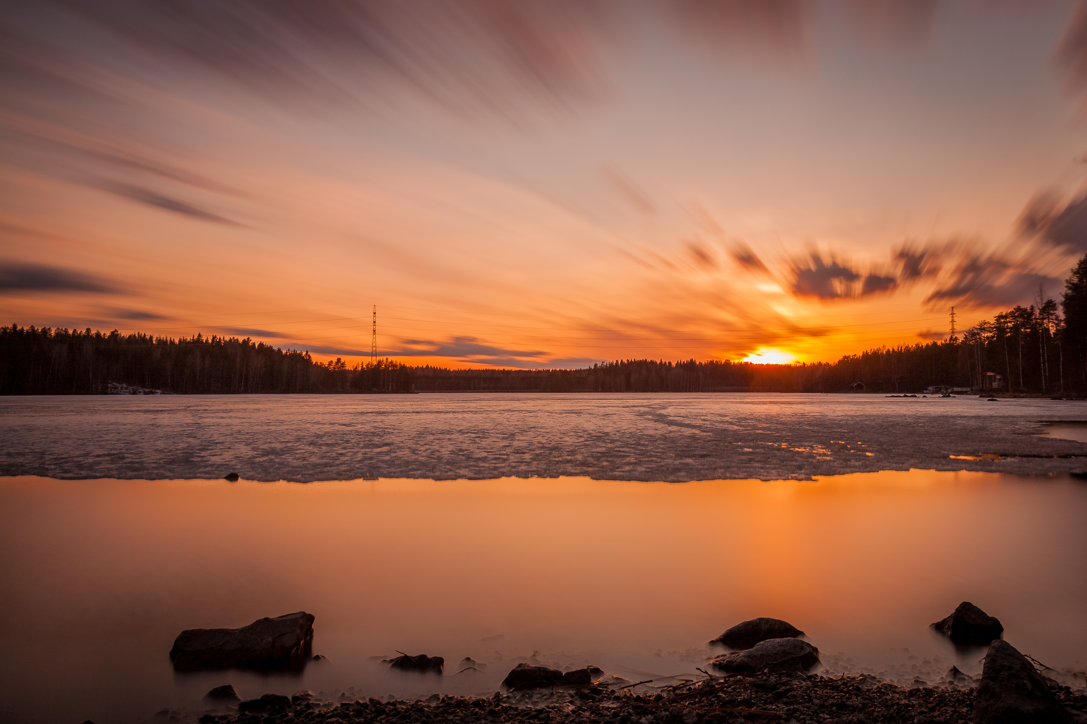 Laden Sie das Sunset, Stones, Eis, See, Natur, Sun-Bild kostenlos auf Ihren PC-Desktop herunter