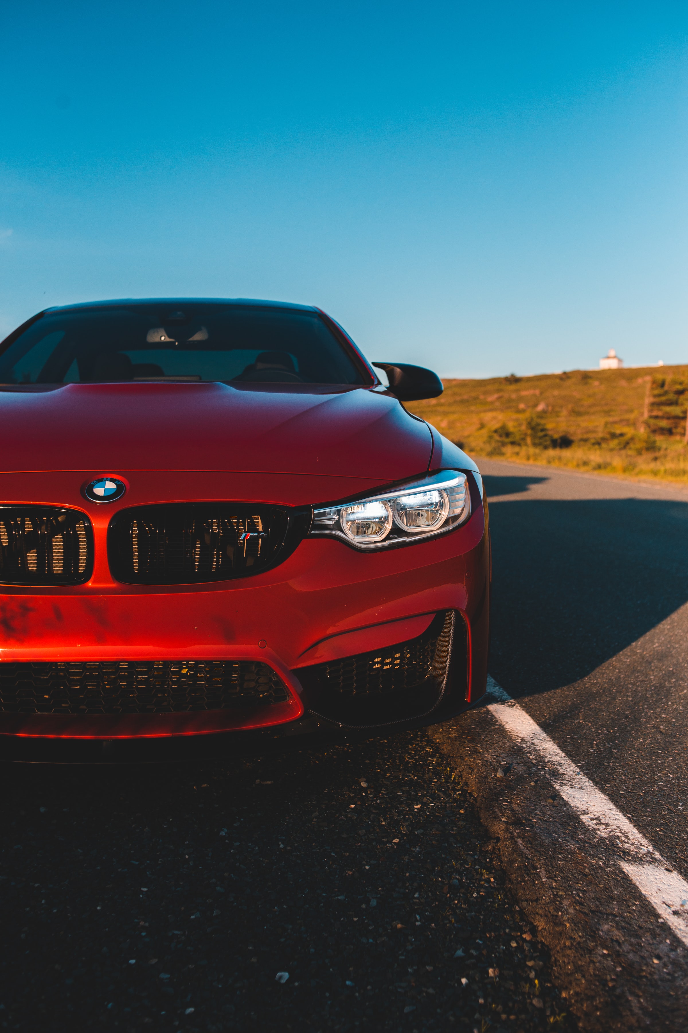 bmw, bmw m4, front view, cars, headlight, red, car