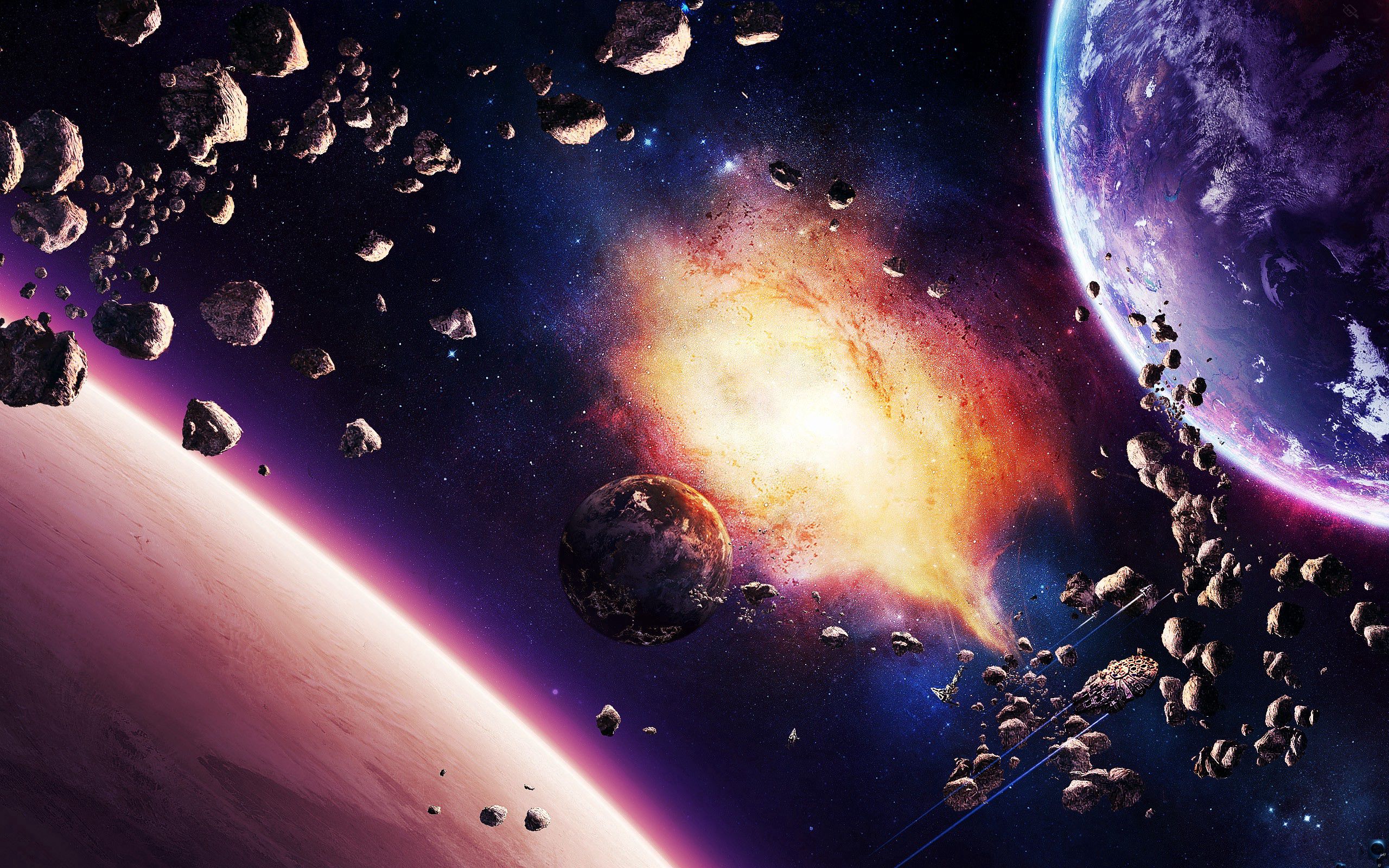planet, universe, shine, light, explosion wallpapers for tablet