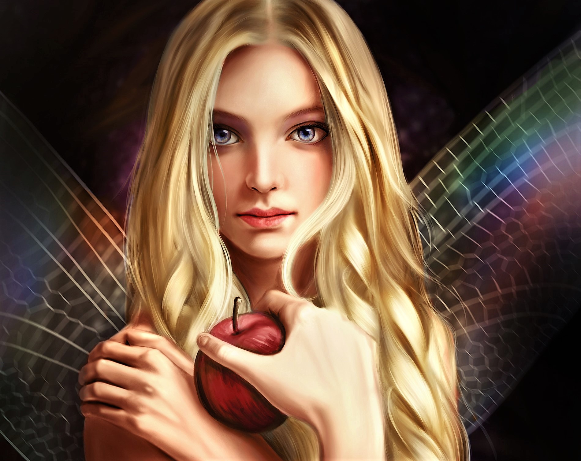 Free download wallpaper Fantasy, Apple, Wings, Blonde, Fairy on your PC desktop