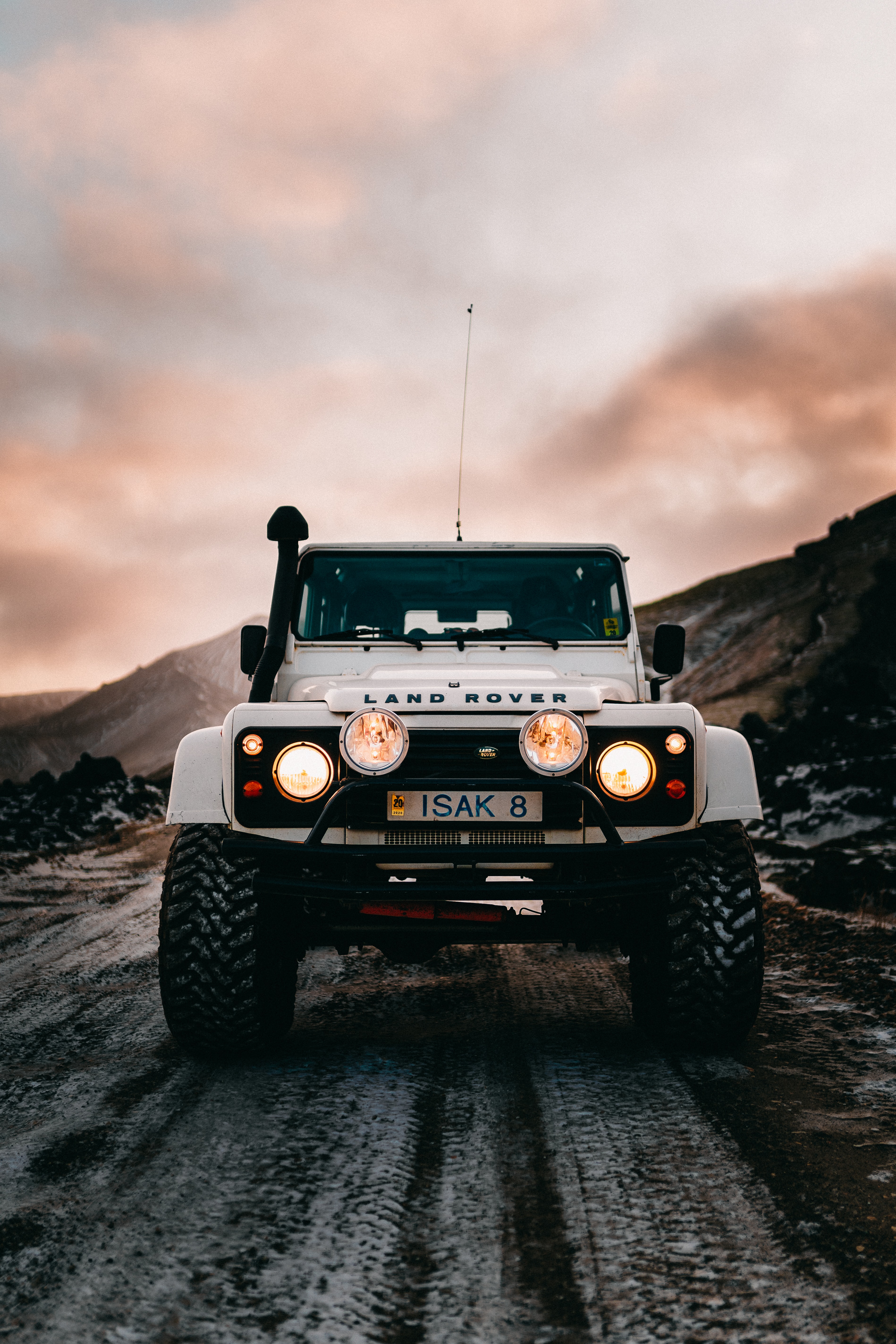 land rover, cars, lights, front view, white, car, machine, headlights HD wallpaper