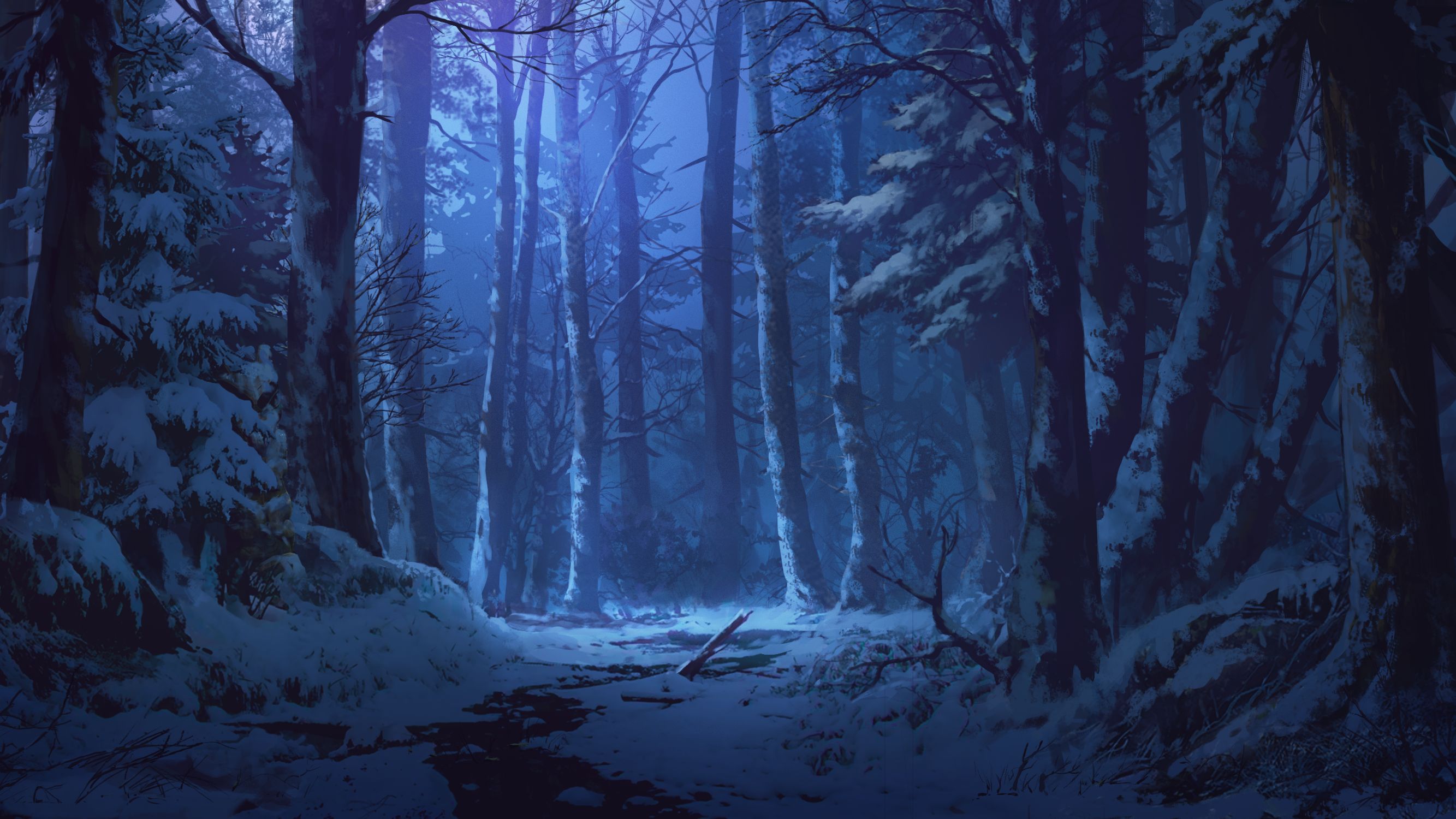Free download wallpaper Anime, Winter, Forest on your PC desktop