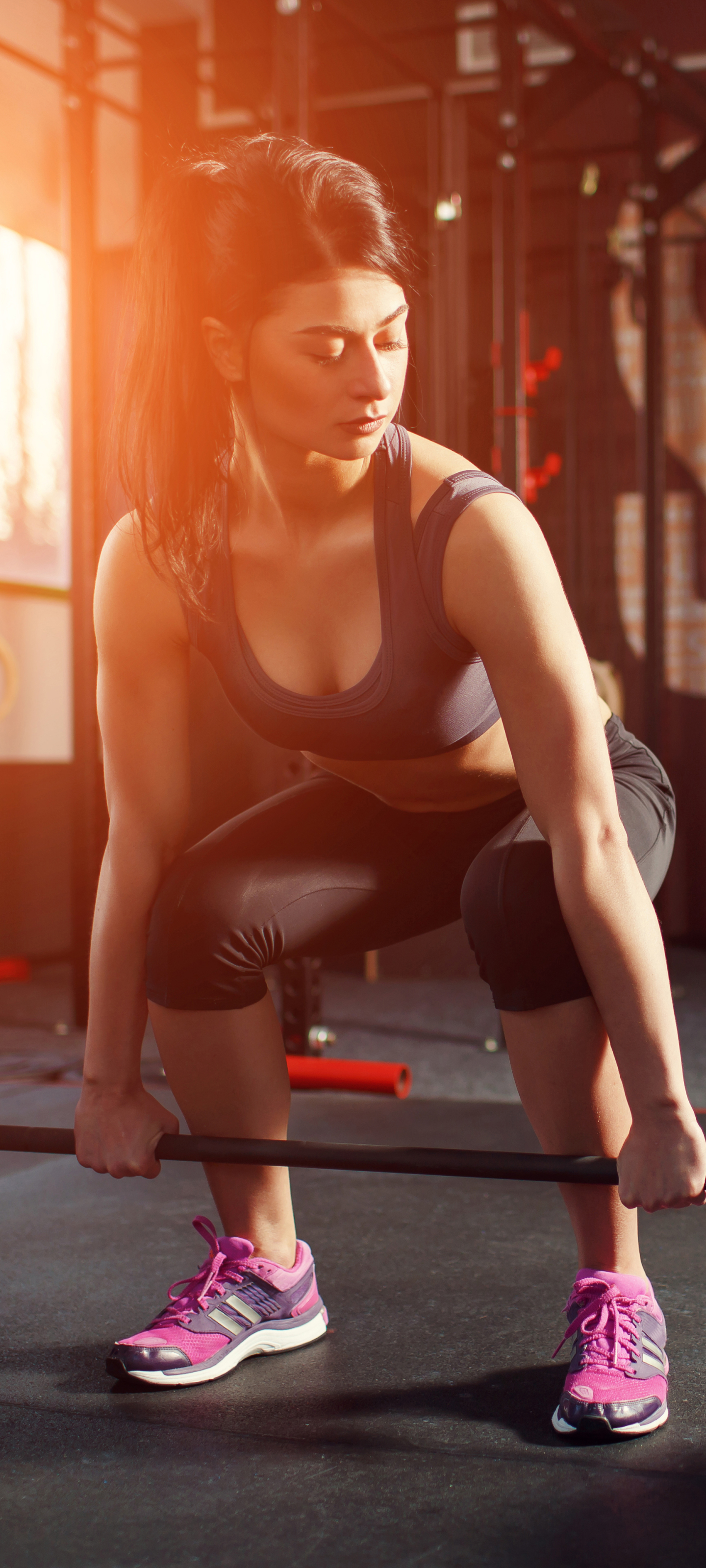 Download mobile wallpaper Sports, Brunette, Weightlifting, Ponytail for free.