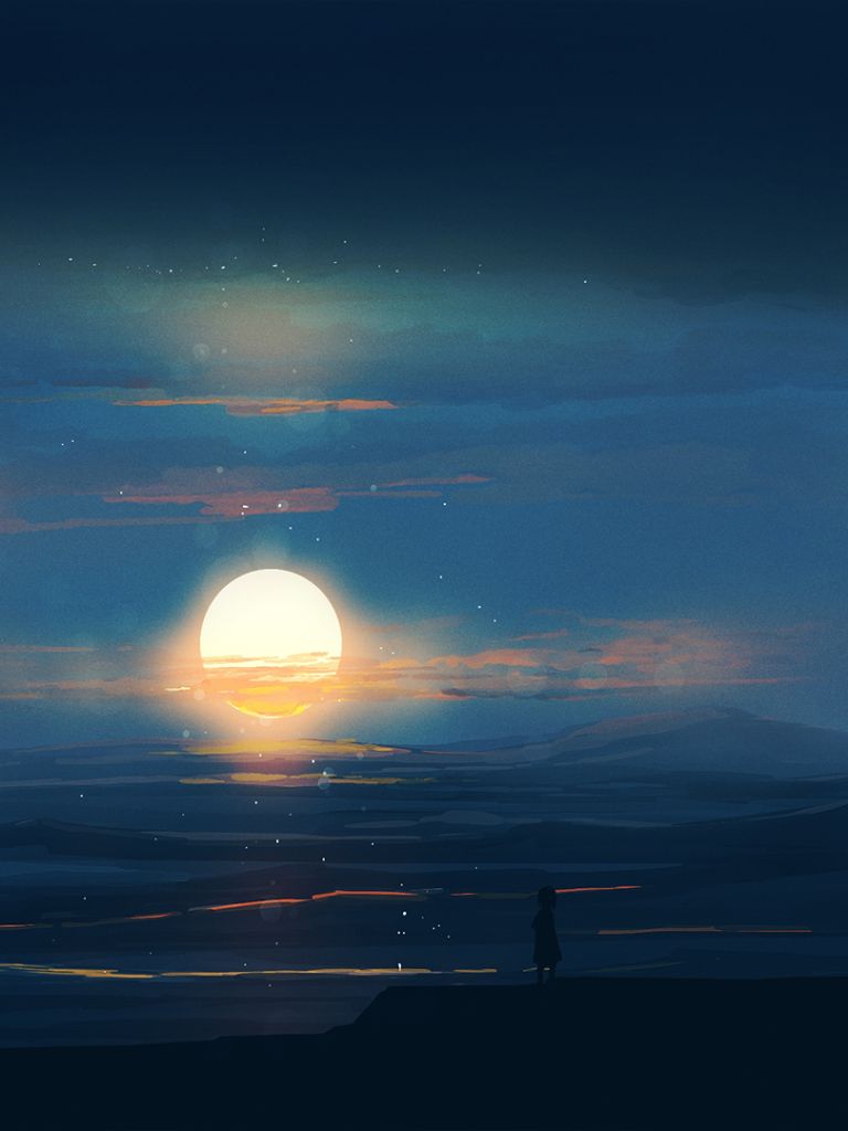 Download mobile wallpaper Anime, Sunset, Cloud for free.