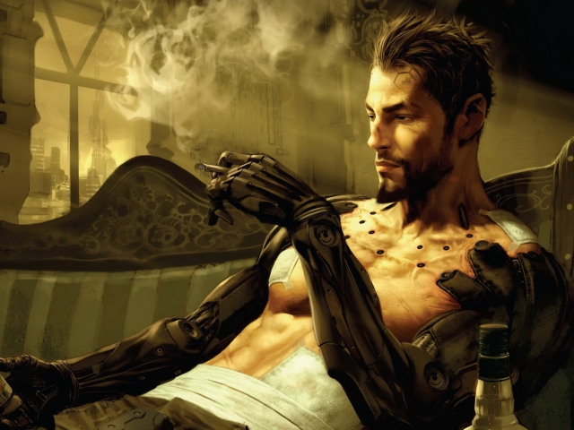 Скачати мобільні шпалери Людина, Кіборг, Фантазія, Відеогра, Deus Ex, Deus Ex: Людська Революція безкоштовно.