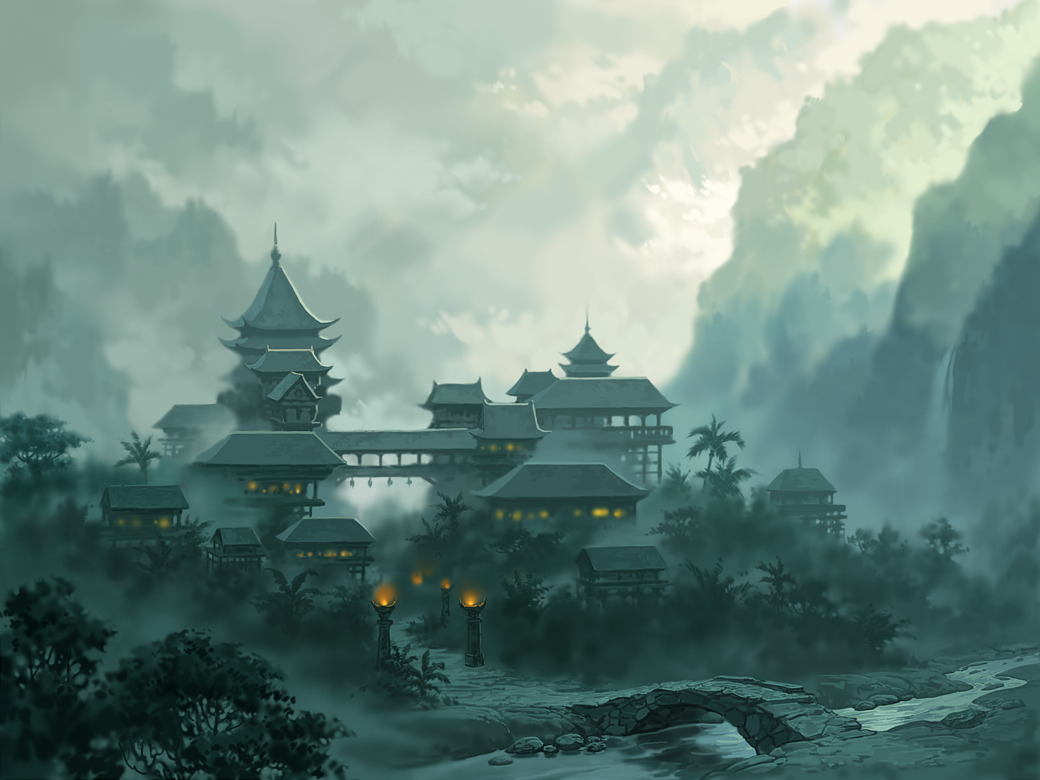 Free download wallpaper Fantasy, Artistic, Misty China on your PC desktop