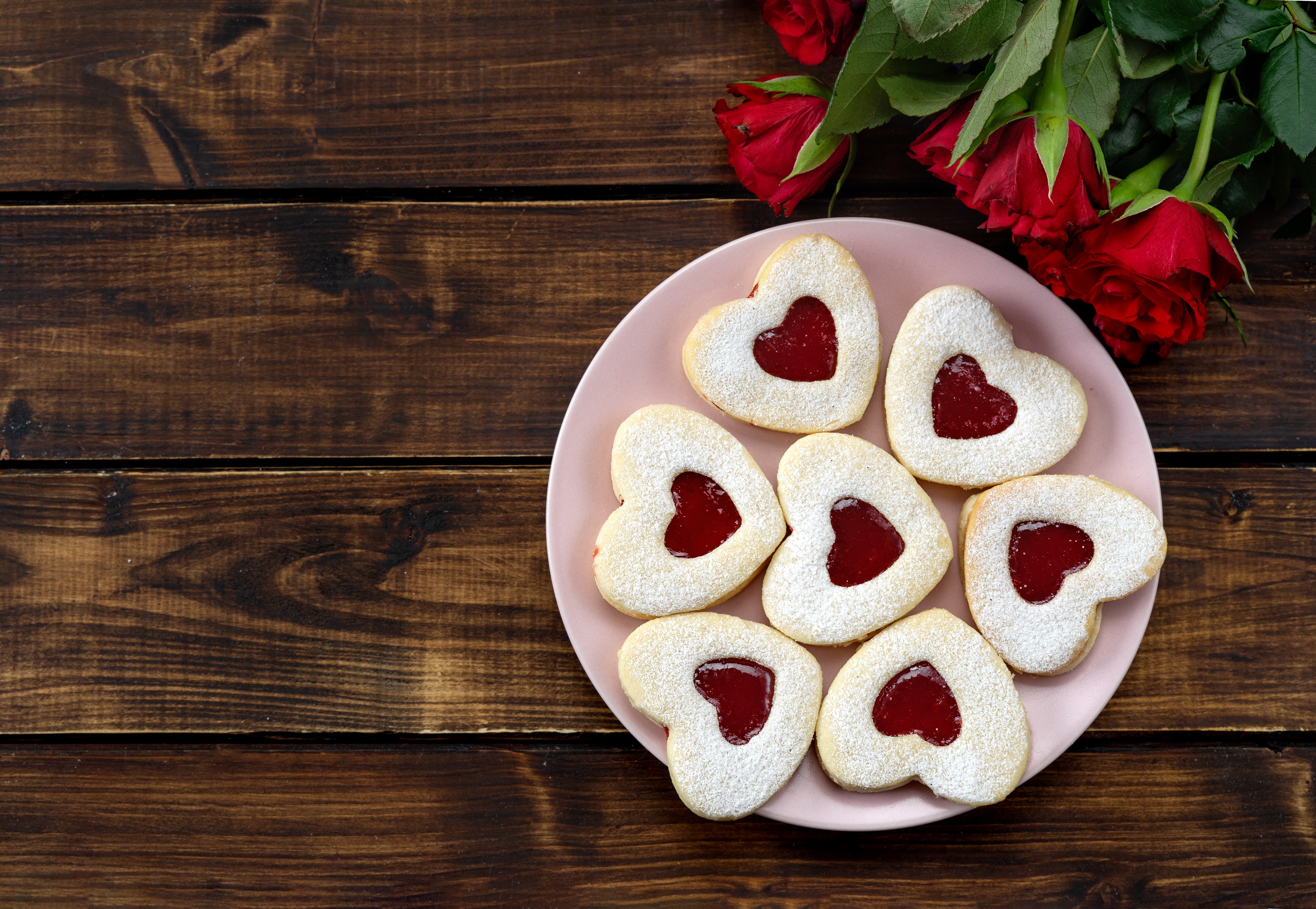 Free download wallpaper Food, Flower, Rose, Cookie, Heart Shaped on your PC desktop