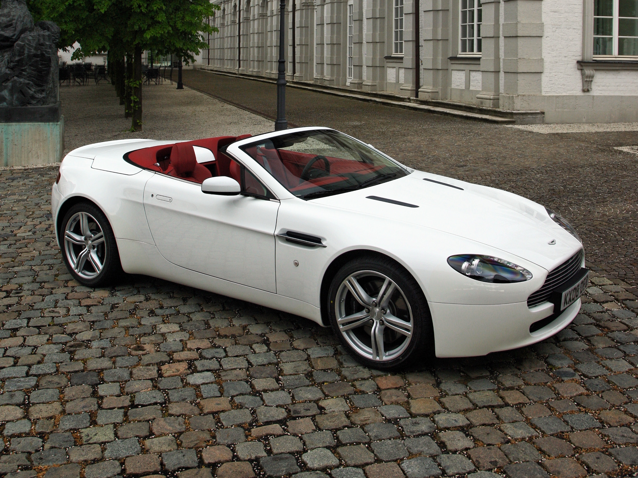 v8, aston martin, cars, white, side view, style, cabriolet, 2008, street, vantage cellphone
