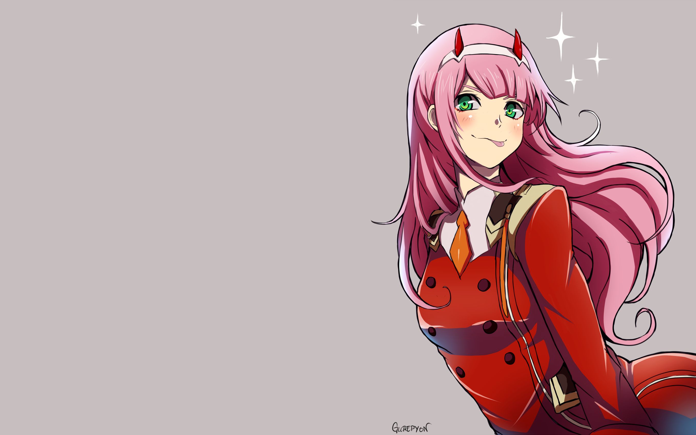 Baixe gratuitamente a imagem Anime, Olhos Verdes, Cabelo Rosa, Corar, Cabelo Longo, Darling In The Franxx, Zero Dois (Querida No Franxx) na área de trabalho do seu PC