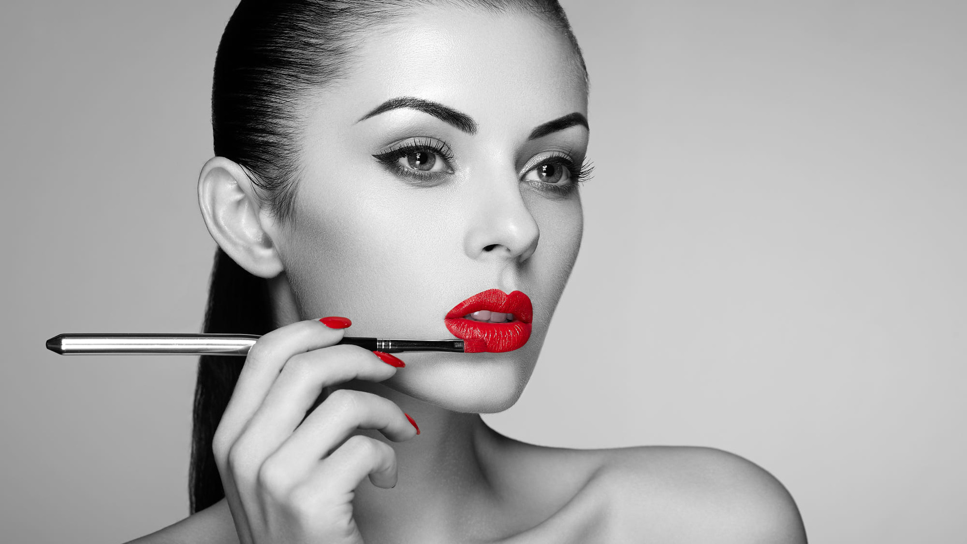 Free download wallpaper Face, Model, Women, Lipstick, Selective Color on your PC desktop